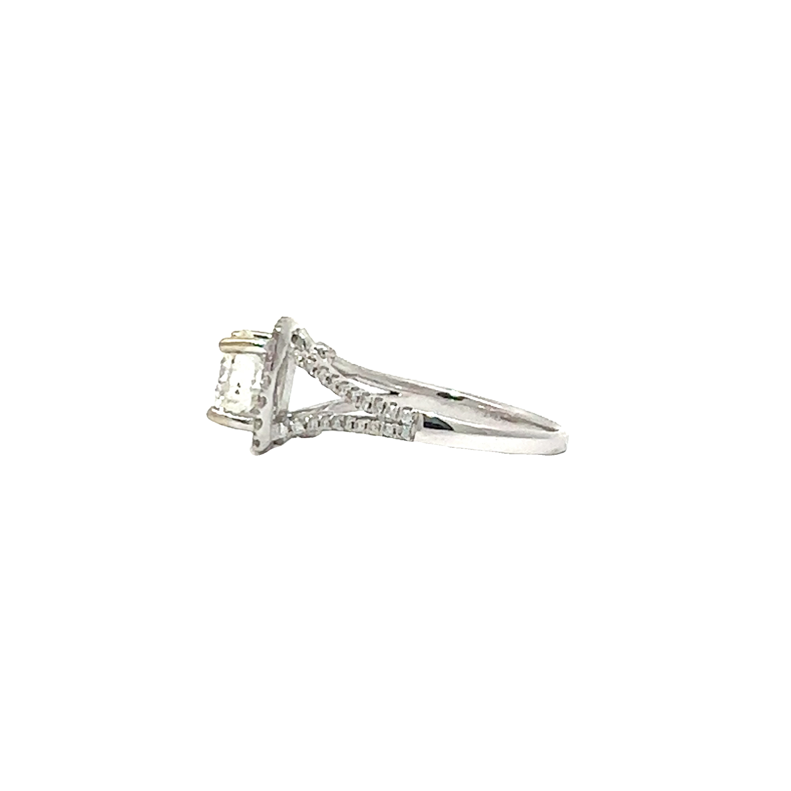 Estate 14k White Gold Round Brilliant Cut Diamond Split Shank Engagement Ring-1.84CTW