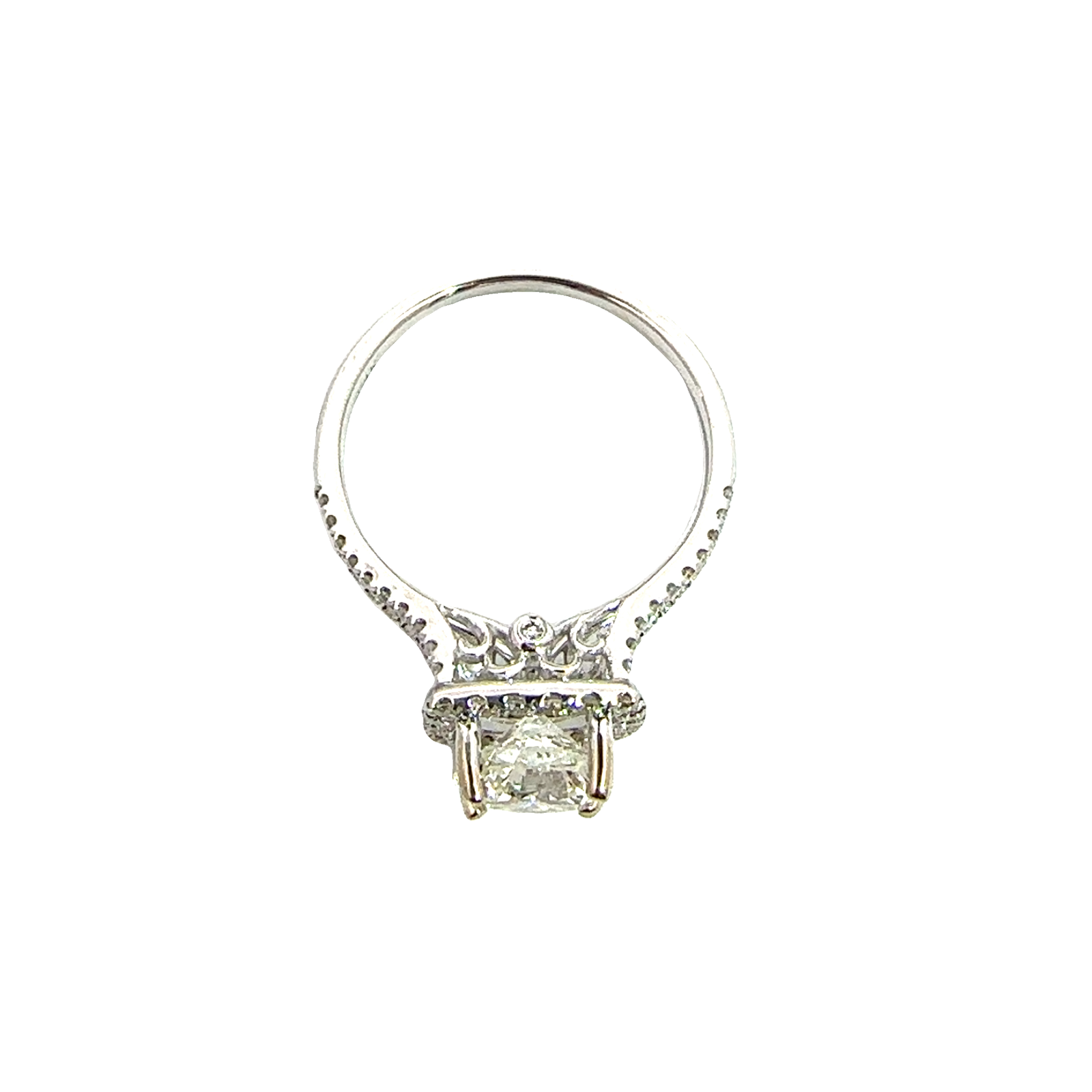 Estate 14k White Gold Round Brilliant Cut Diamond Split Shank Engagement Ring-1.84CTW