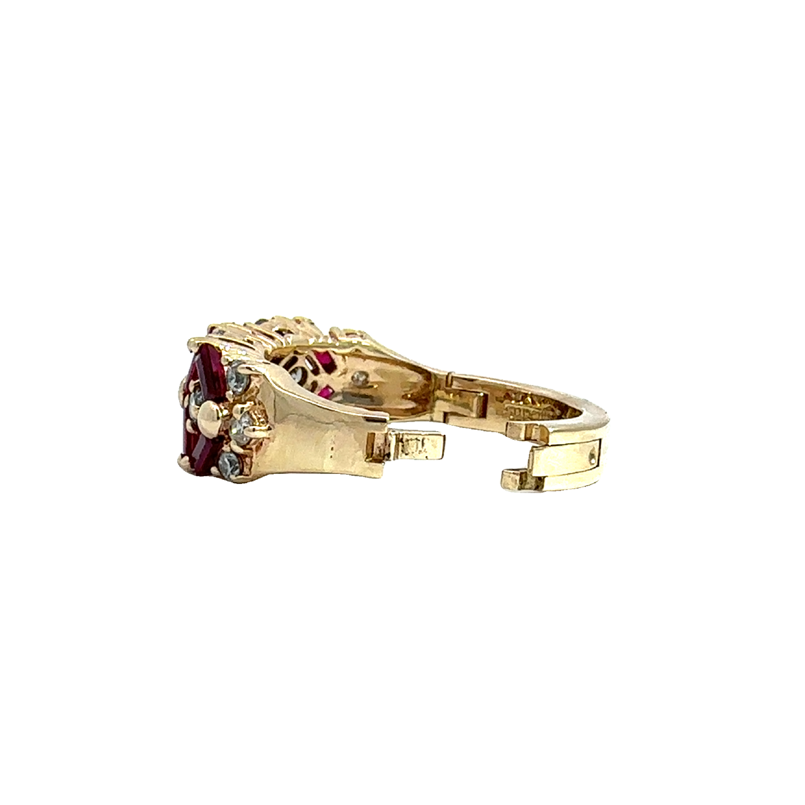 Vintage 14k Yellow Gold Baguette Ruby & Diamond Band