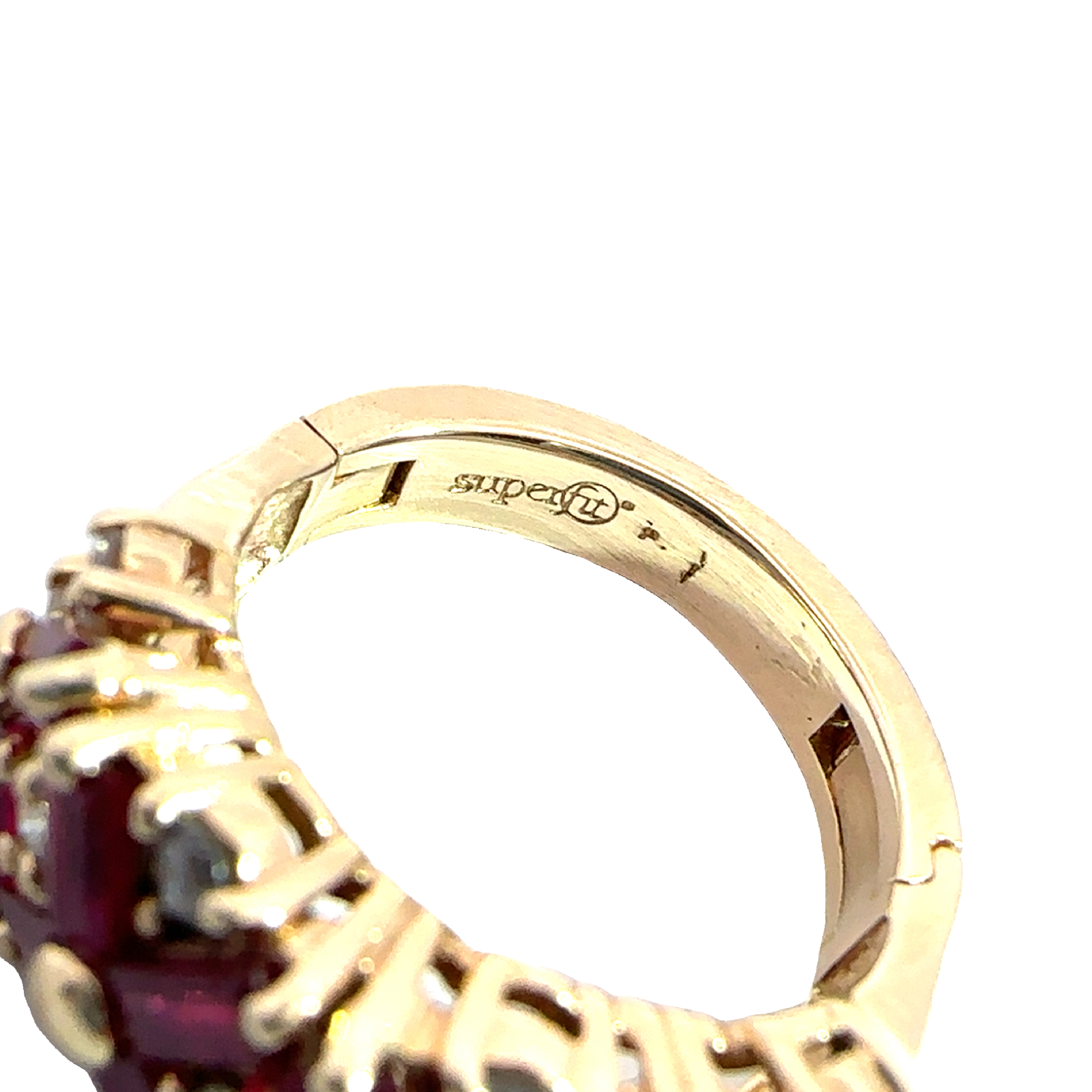 Vintage 14k Yellow Gold Baguette Ruby & Diamond Band