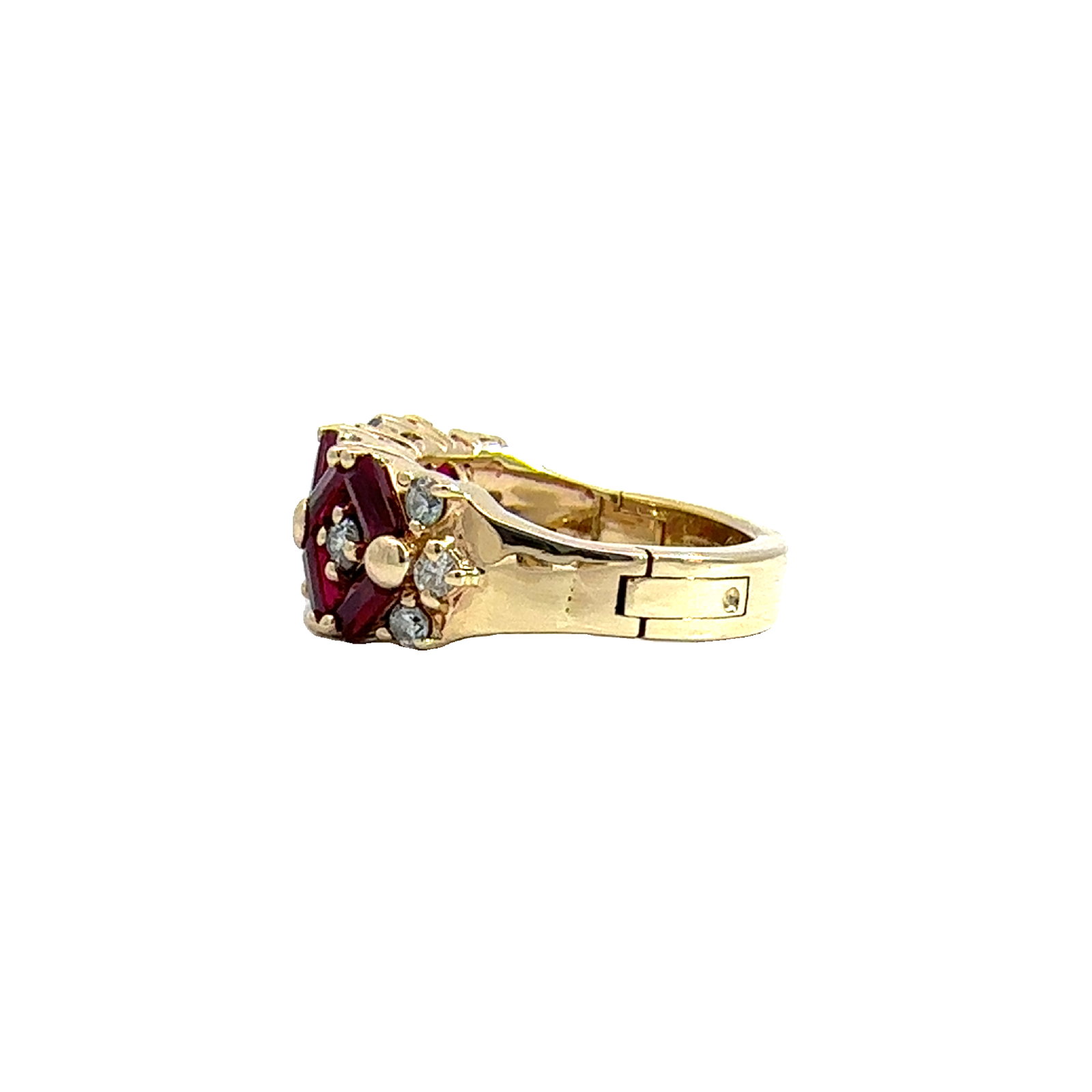 Vintage 14k Yellow Gold Baguette Ruby & Diamond Band
