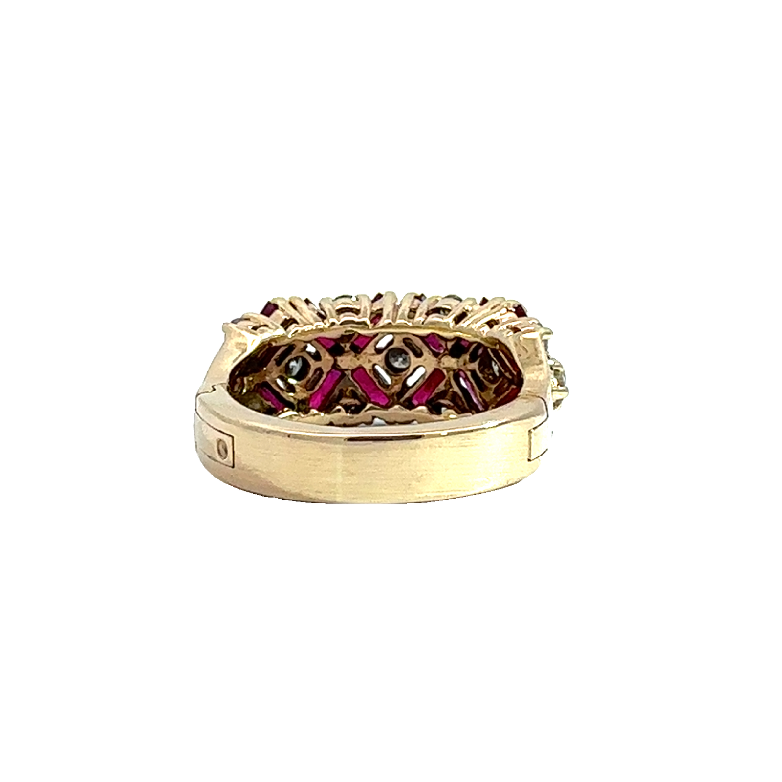 Vintage 14k Yellow Gold Baguette Ruby & Diamond Band