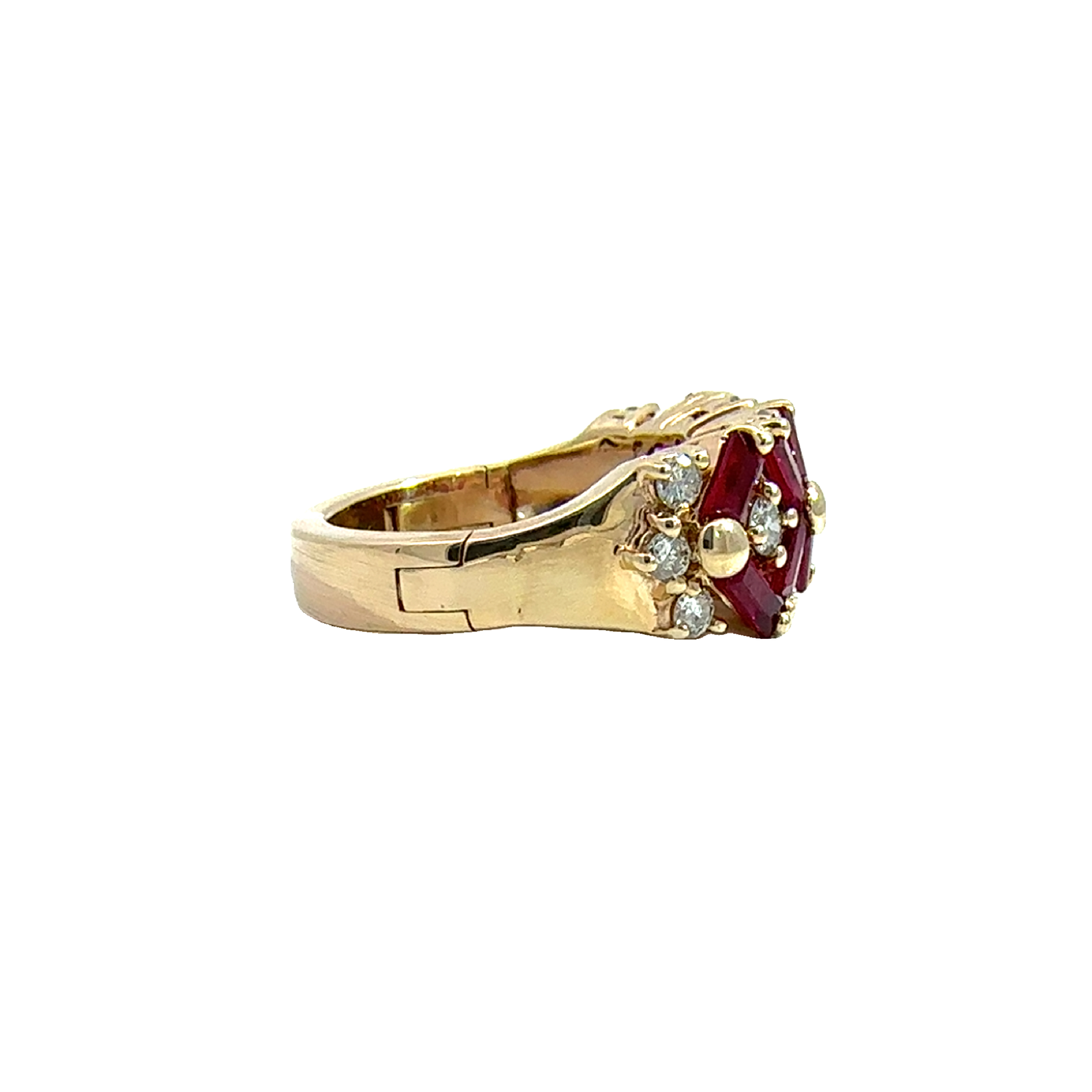 Vintage 14k Yellow Gold Baguette Ruby & Diamond Band