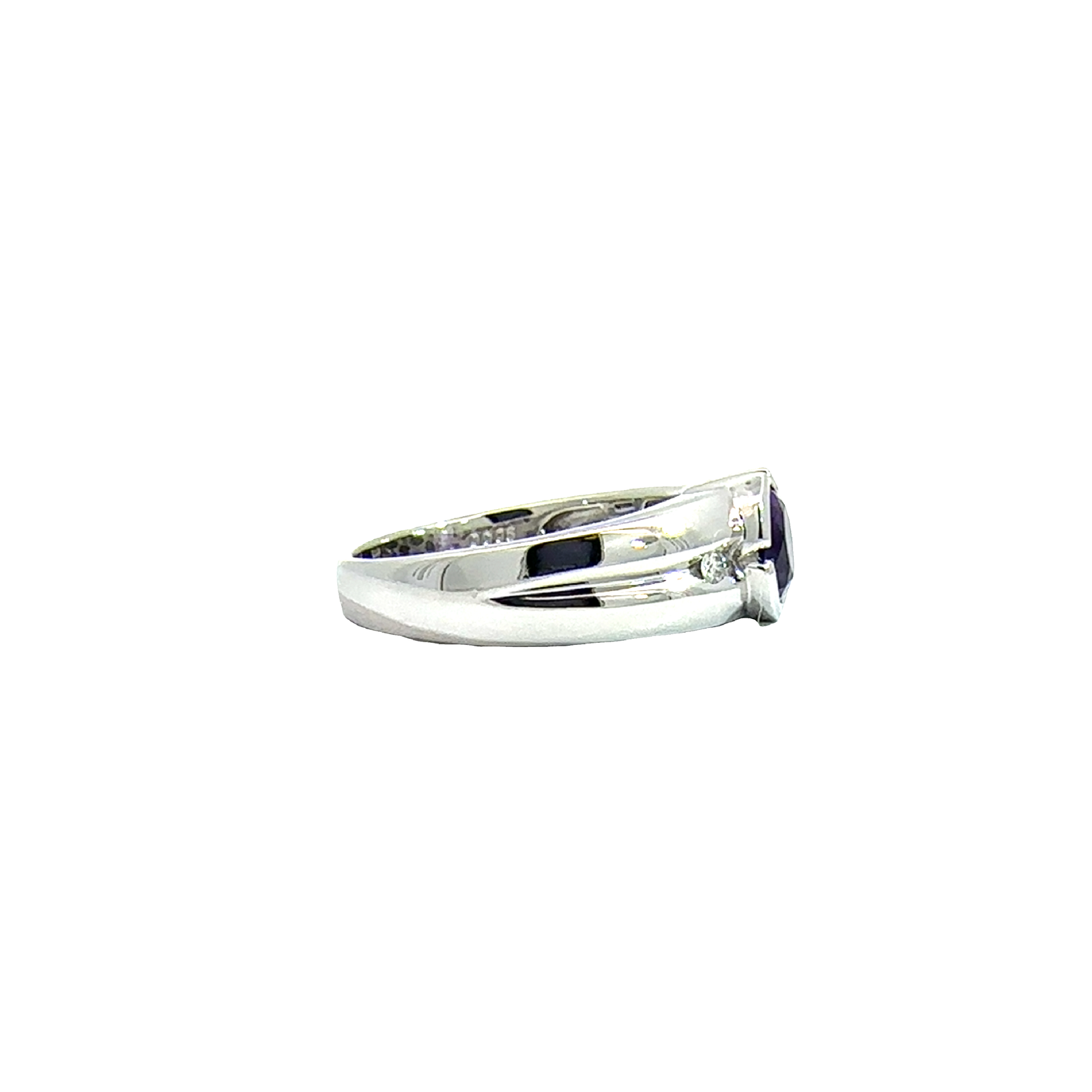 Estate 14k White Gold 1.05cttw Amethyst and 0.06cttw Diamond Ring