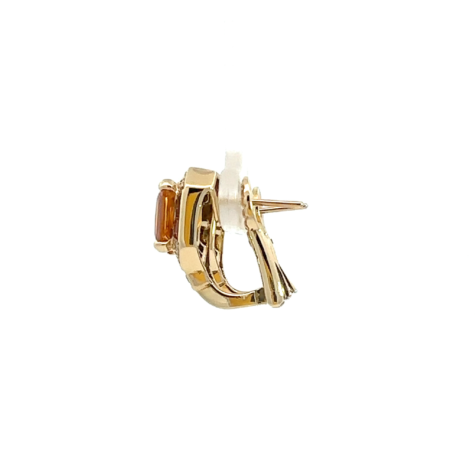 Vintage 18k Yellow Gold 4.44cttw Citrine and 0.16cttw Diamond Earrings