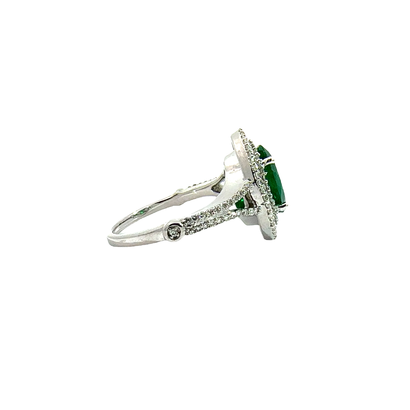 Estate 14k White Gold 2.07ctw Emerald 0.42ctw Diamond Ring