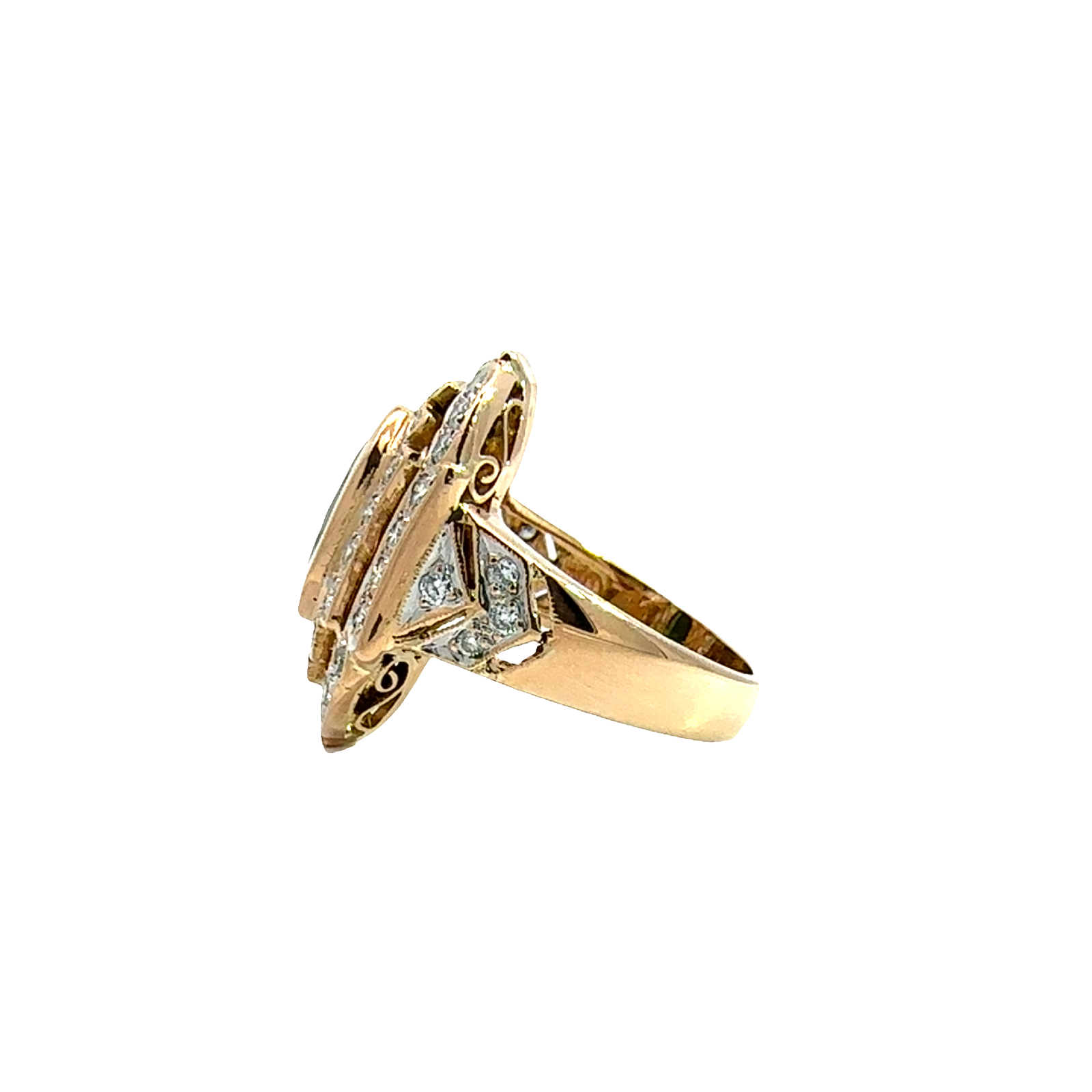 Vintage Art Deco 18k Yellow Gold 2.00ctw Bezel Set Sapphire 0.80ctw Diamond Ring