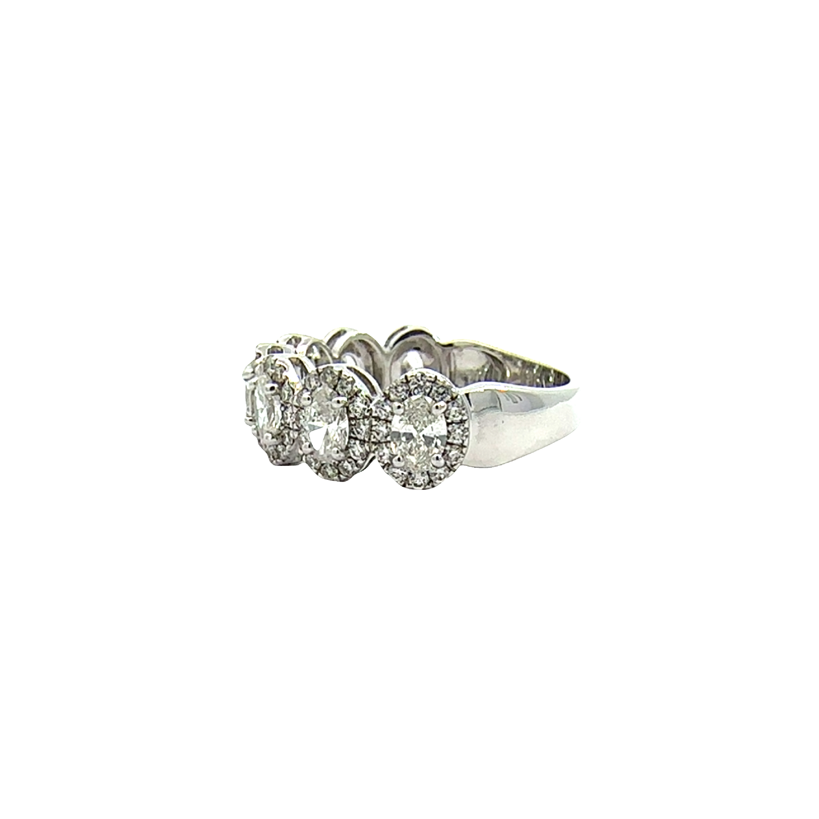 Estate 18k White Gold 7 Stone 2.23ctw Oval Cut Halo Diamond Wedding Ring
