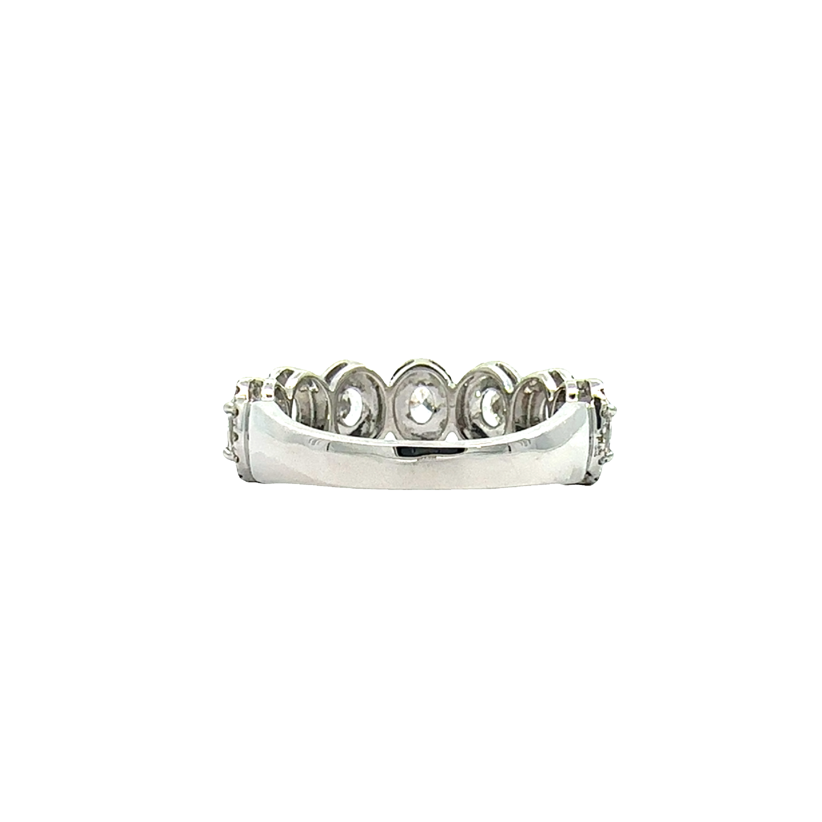 Estate 18k White Gold 7 Stone 2.23ctw Oval Cut Halo Diamond Wedding Ring