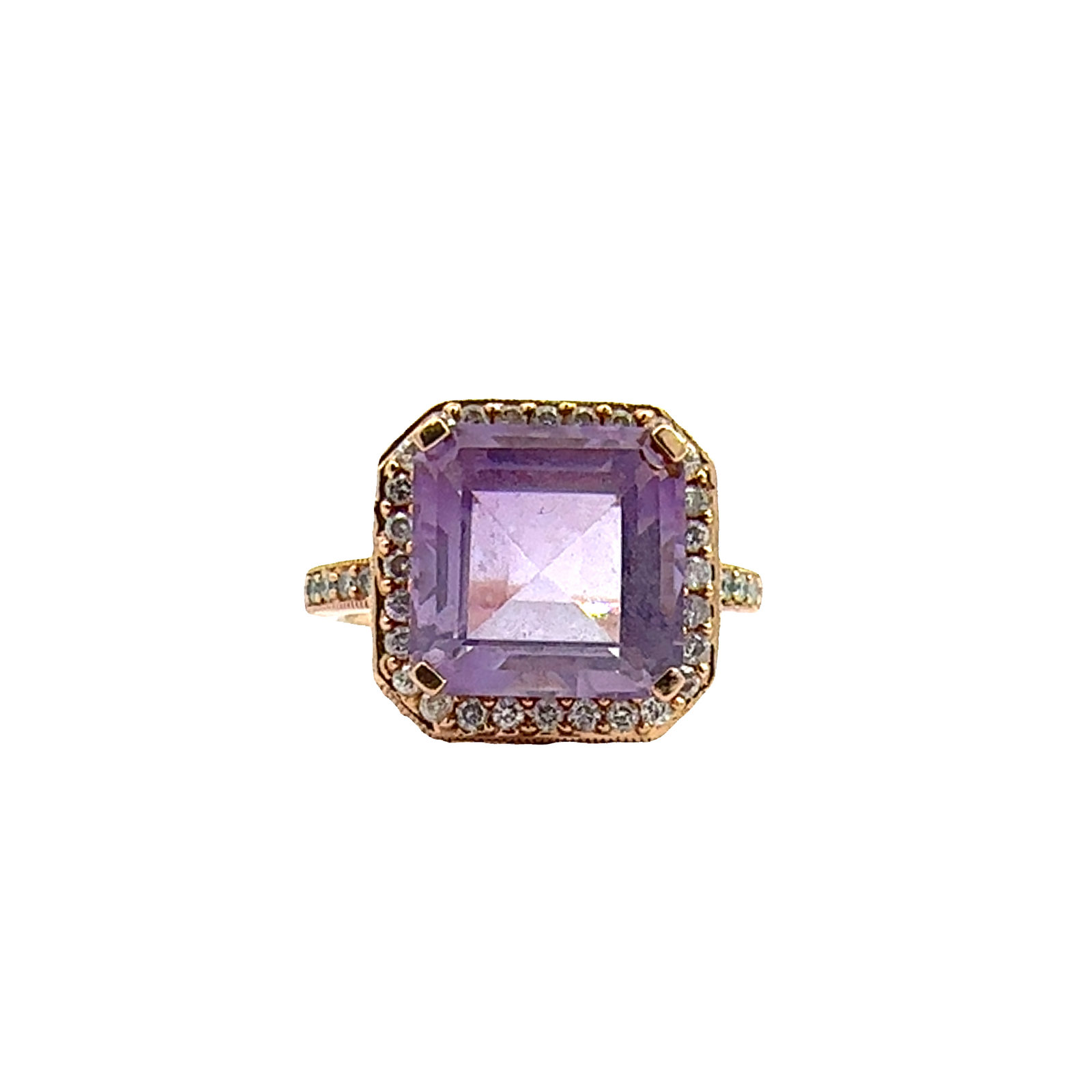 Estate 14k Rose Gold 3.90ctw Amethyst 0.62ctw Diamond Ring