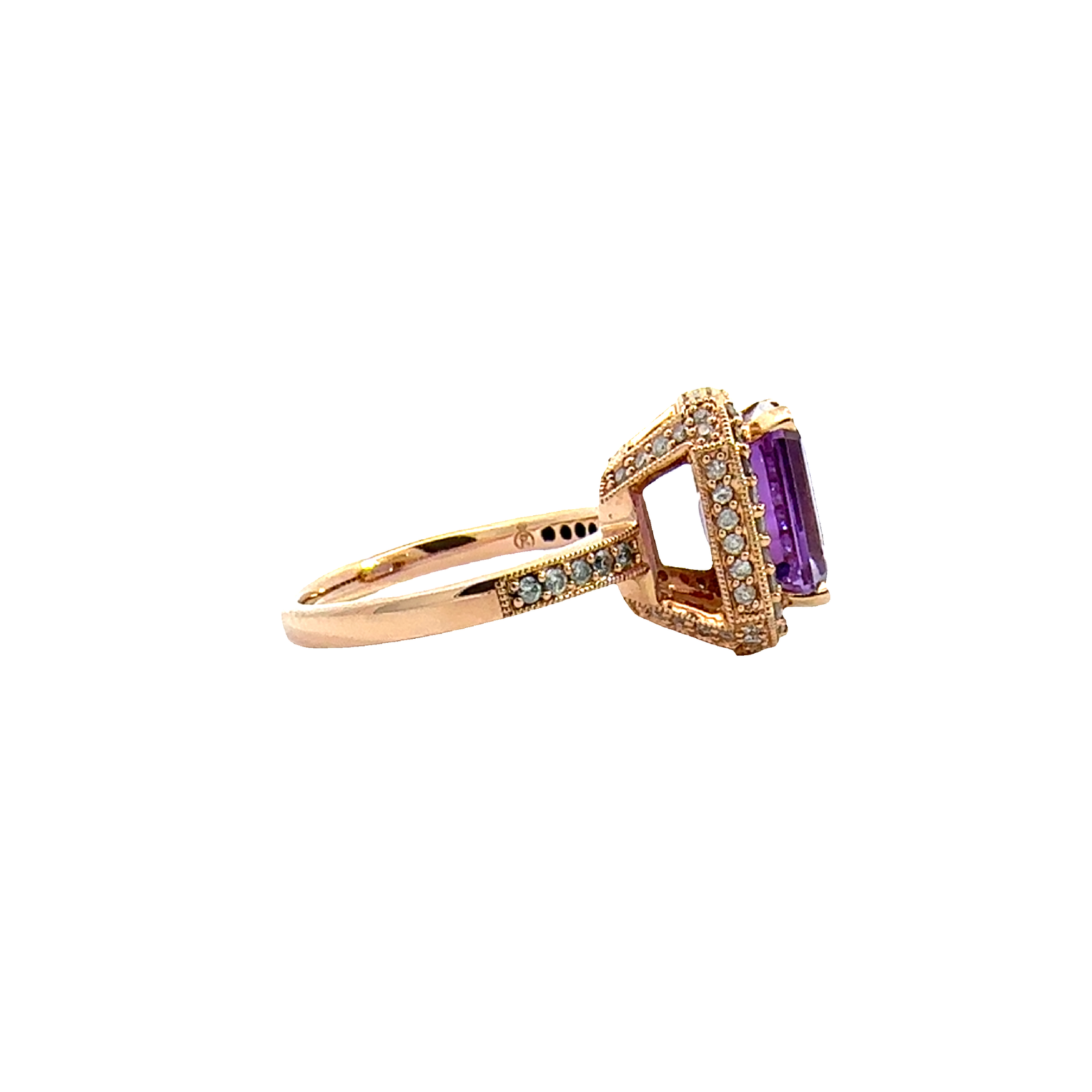 Estate 14k Rose Gold 3.90ctw Amethyst 0.62ctw Diamond Ring