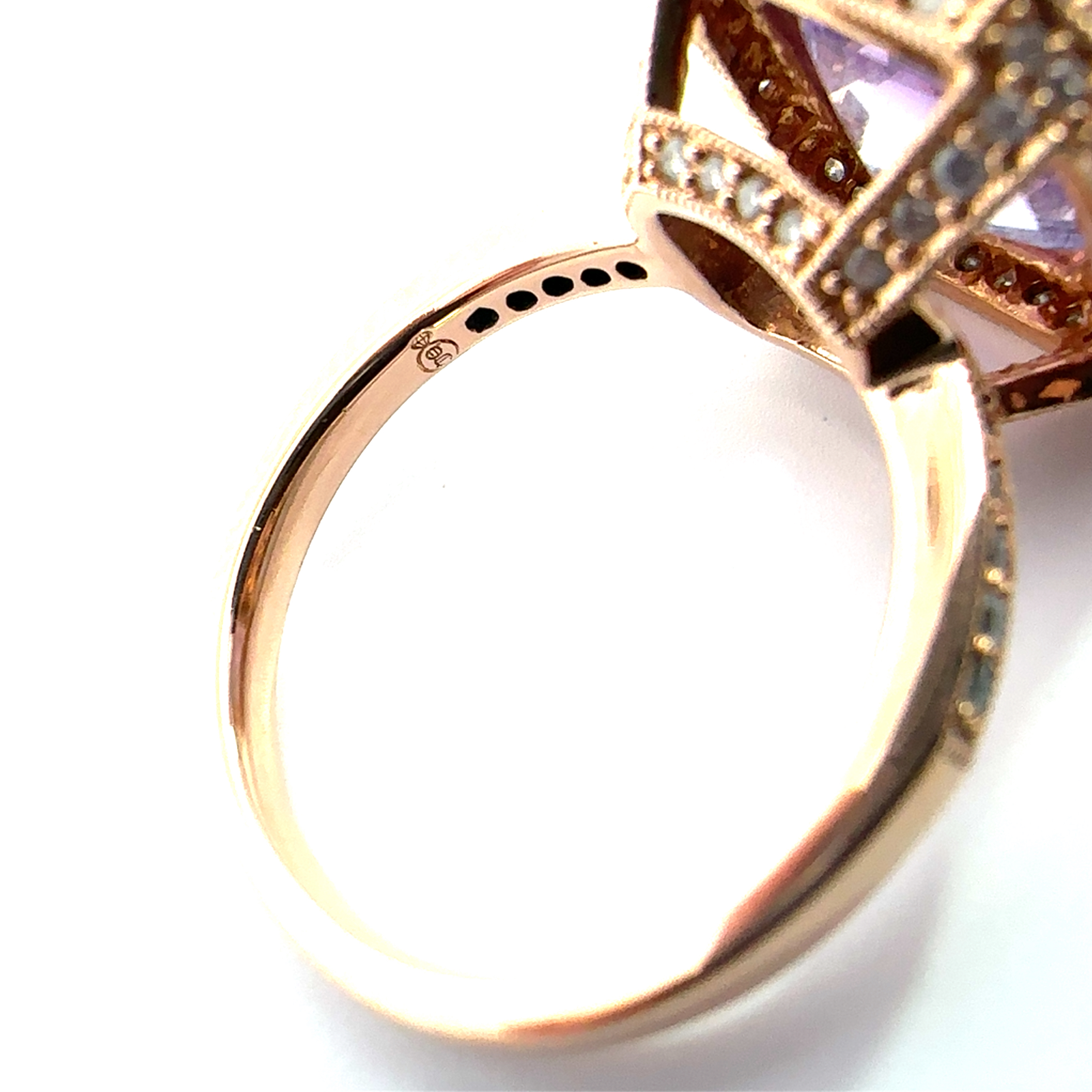 Estate 14k Rose Gold 3.90ctw Amethyst 0.62ctw Diamond Ring