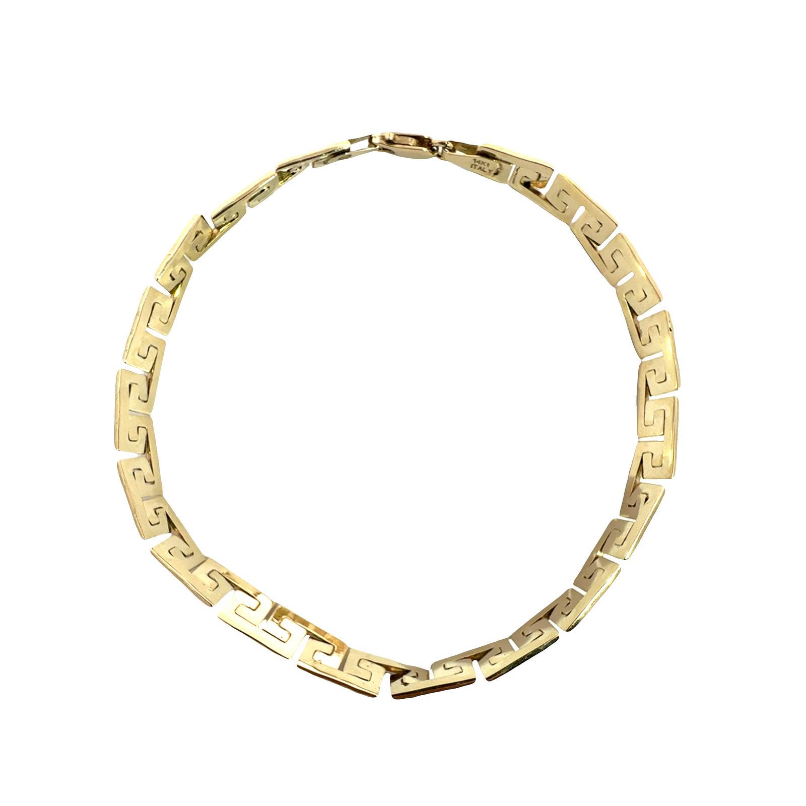 Estate 14k Yellow Gold Greek Key Link Bracelet 7"