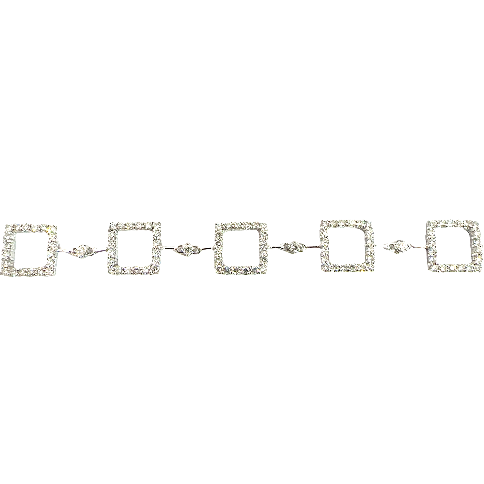 Estate 18k White Gold 2.32ctw Diamond Square Link Bracelet 6.5"