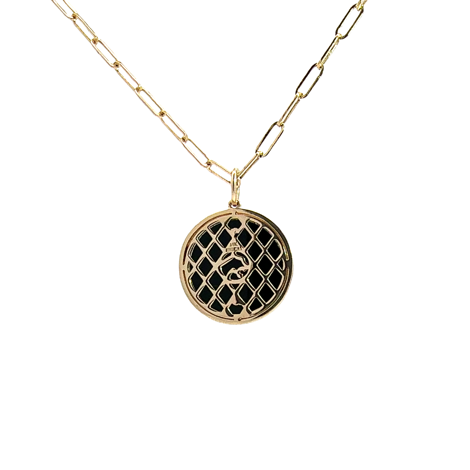 Estate Effy Panther 14K Yellow Gold, 3.15ctw Onyx & 0.28ctw Diamond Pendant Necklace 18"
