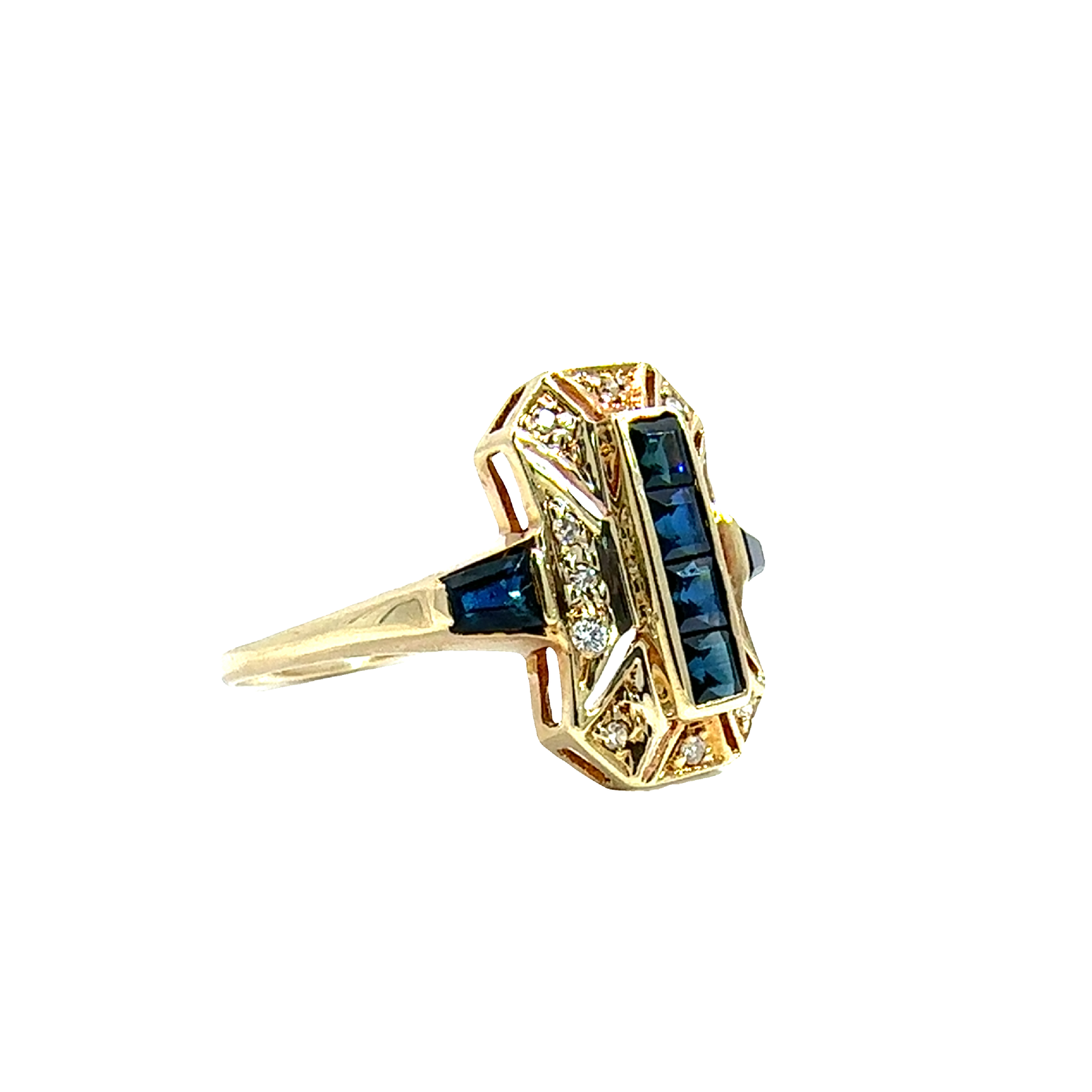 Vintage 14k Yellow Gold 0.52ctw Sapphire and 0.08 Diamond Ring