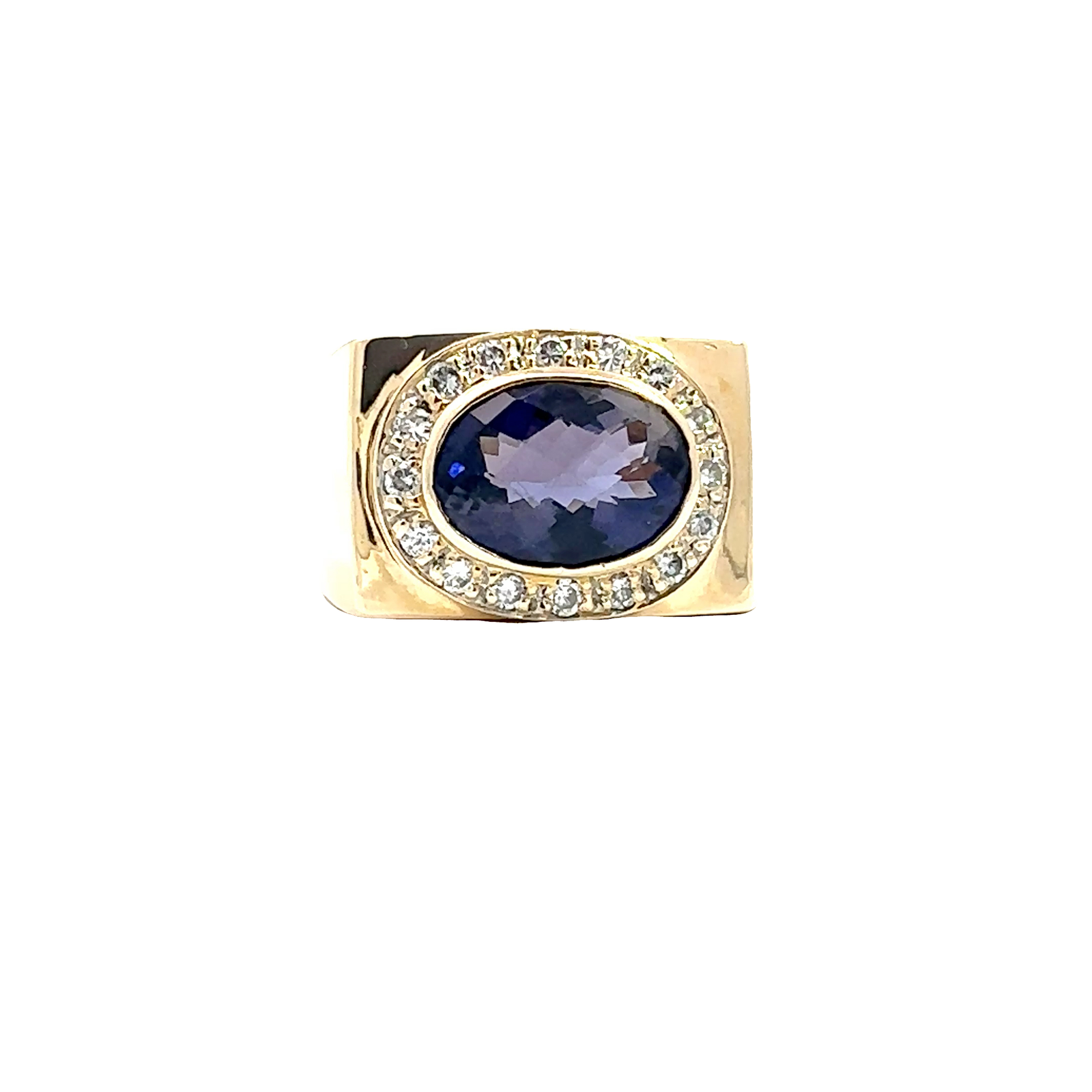 Vintage 14k Yellow Gold 4.75ctw Amethyst and 0.52ctw Diamond Ring