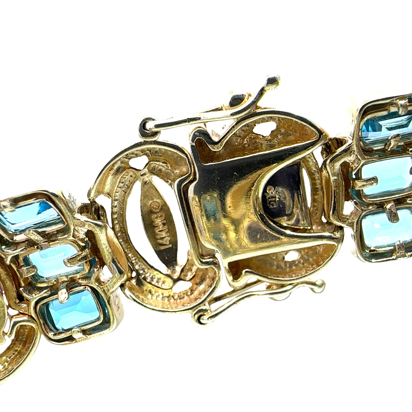 Estate 14k Yellow Gold Bezel Set Amethyst and Topaz Bracelet