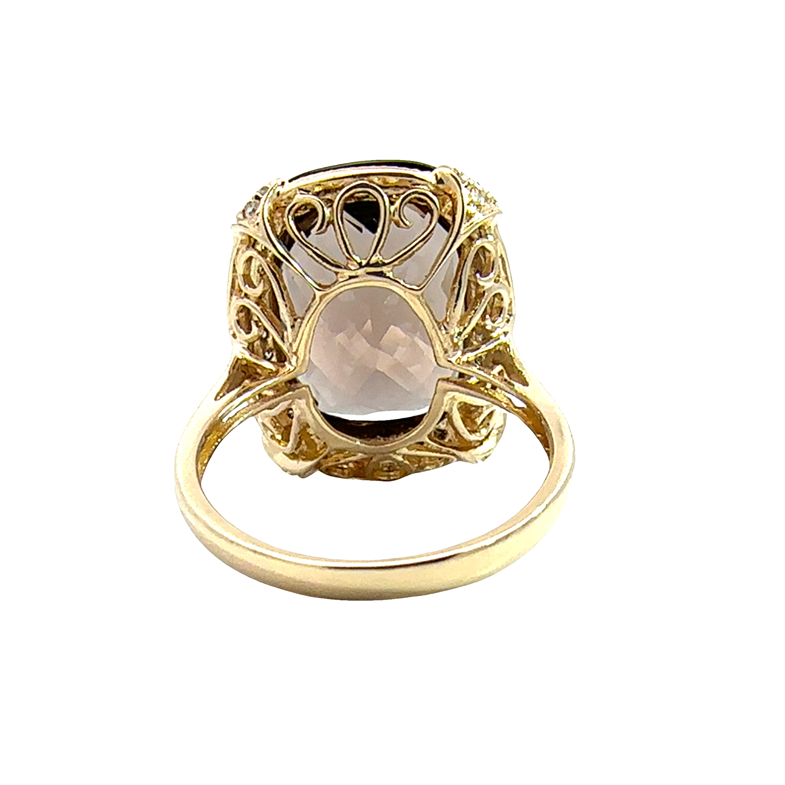 Vintage Effy 14k Yellow Gold  17.90ctw Smoky Topaz and 0.28ctw Diamond Ring