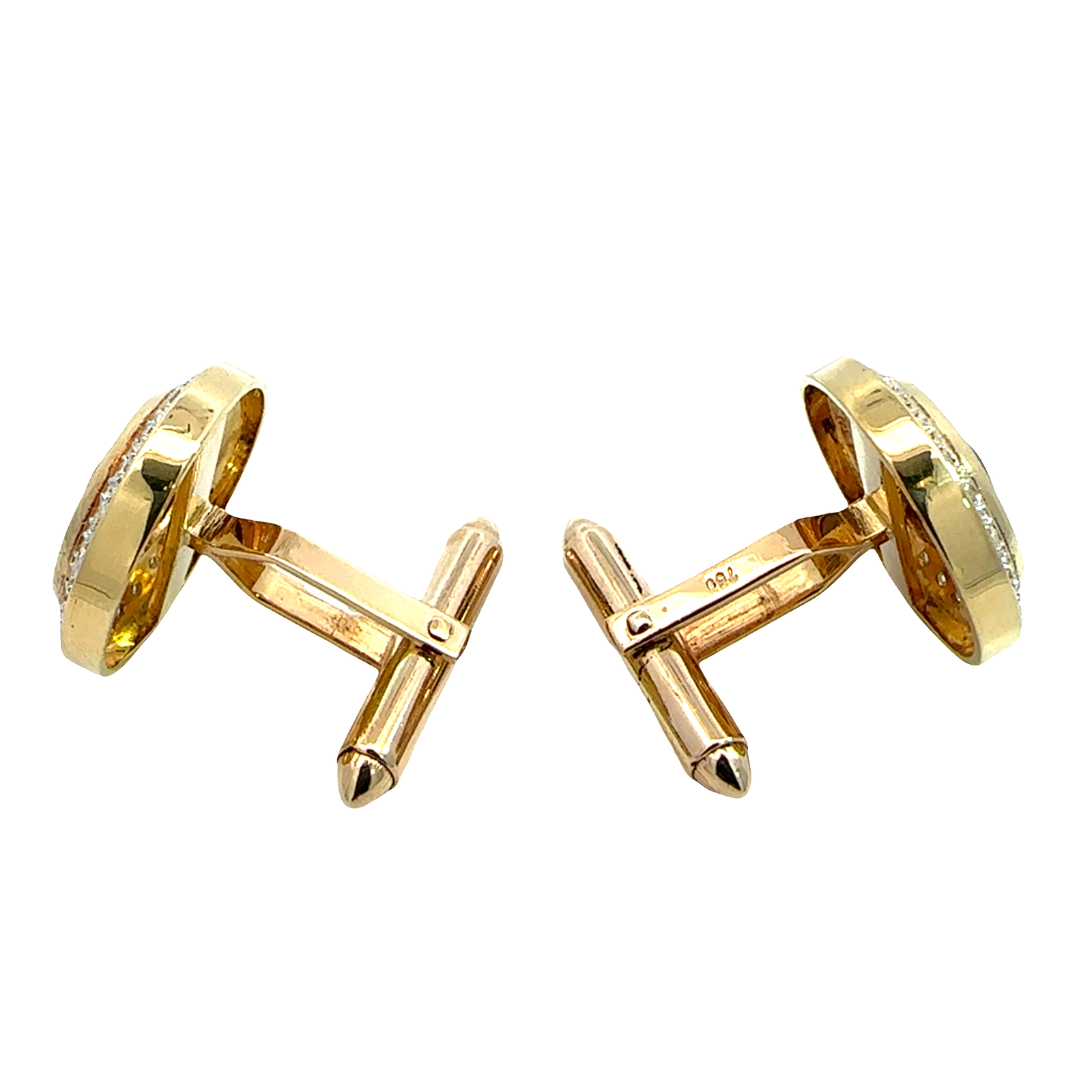 Vintage 18k Yellow Gold 1.33ctw Diamond and Black Onyx Cufflinks