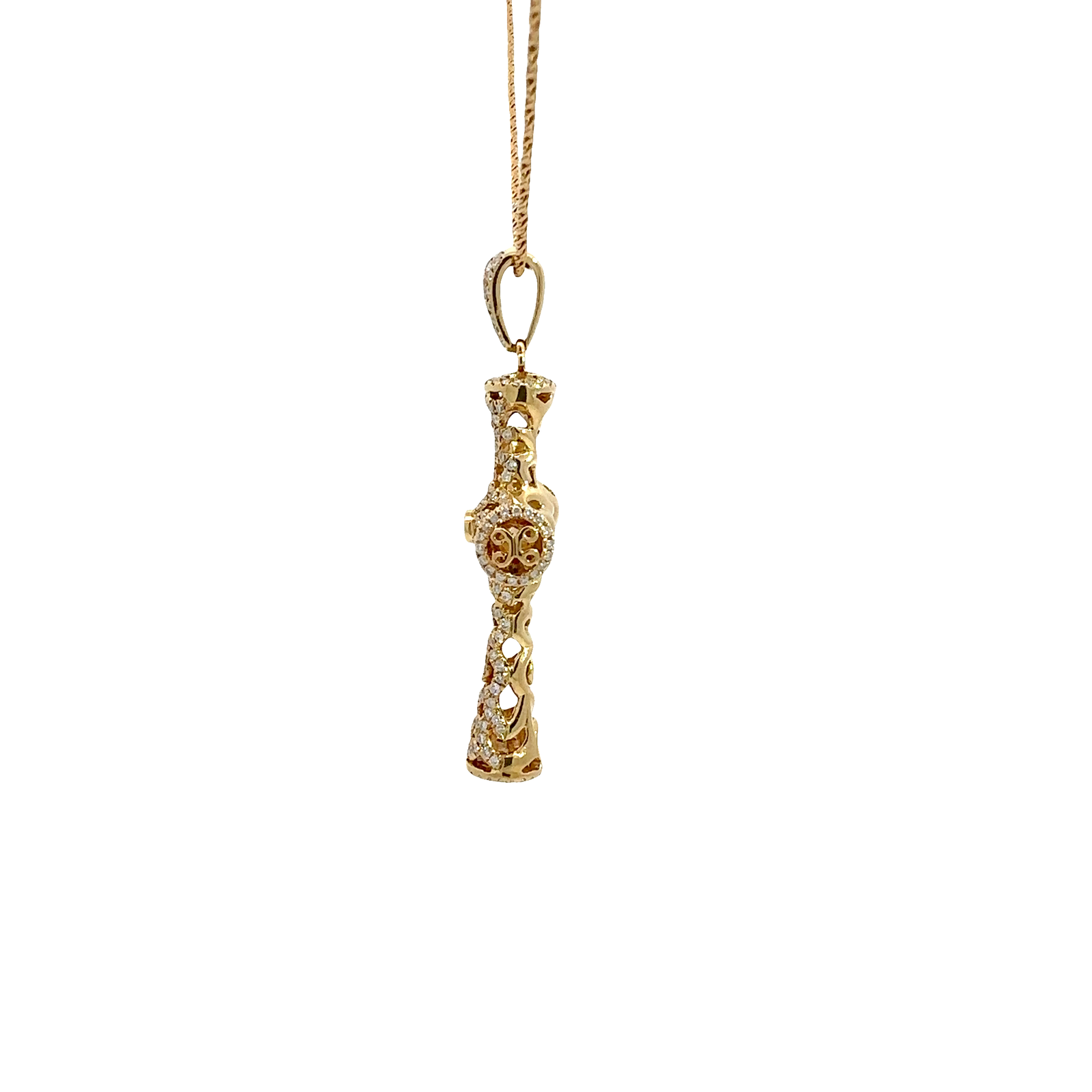 Estate 18k Yellow Gold Cross Religious Pendant Necklace 16"