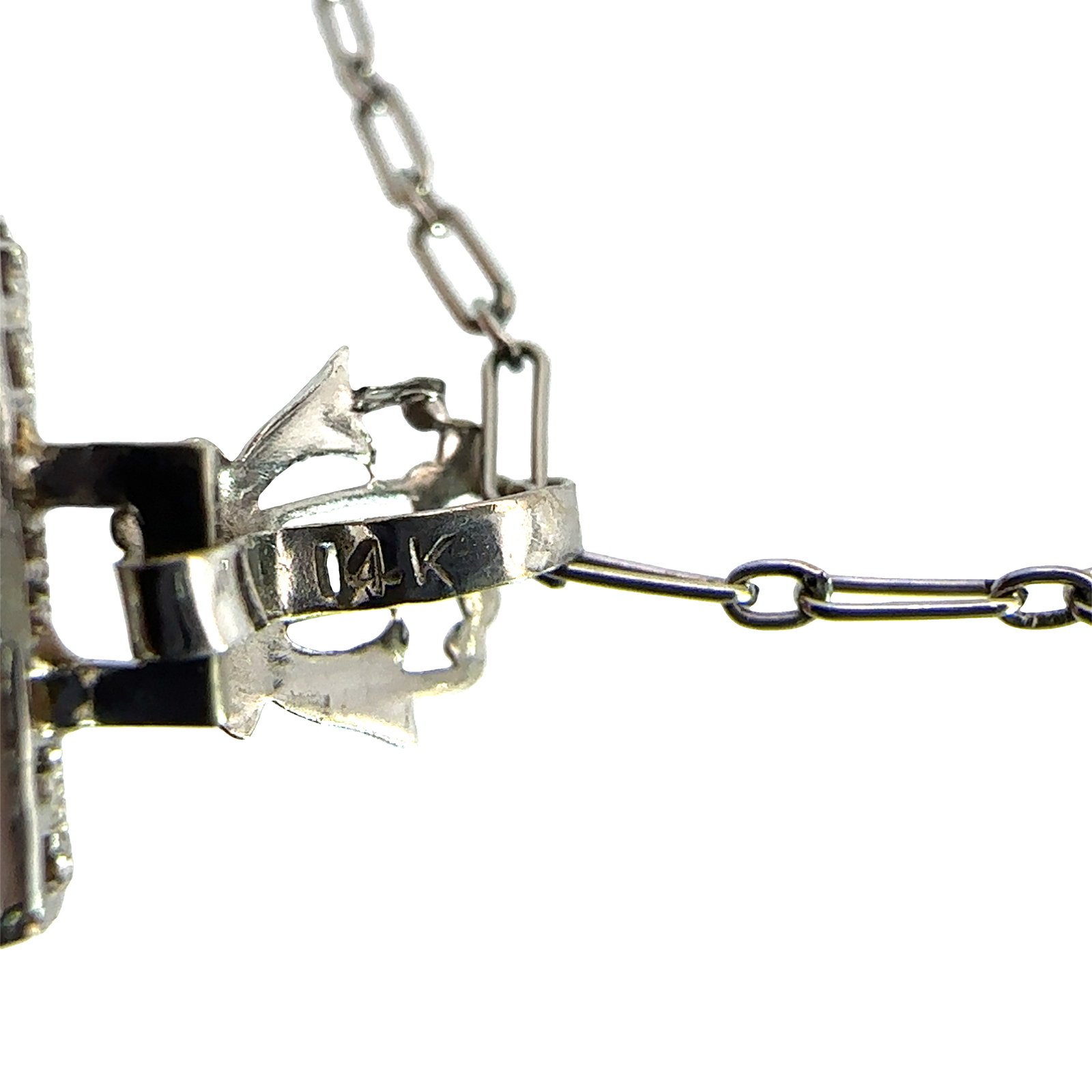 Vintage Art Deco Mixed Metal Camphor Glass 0.01ctw Diamond Necklace