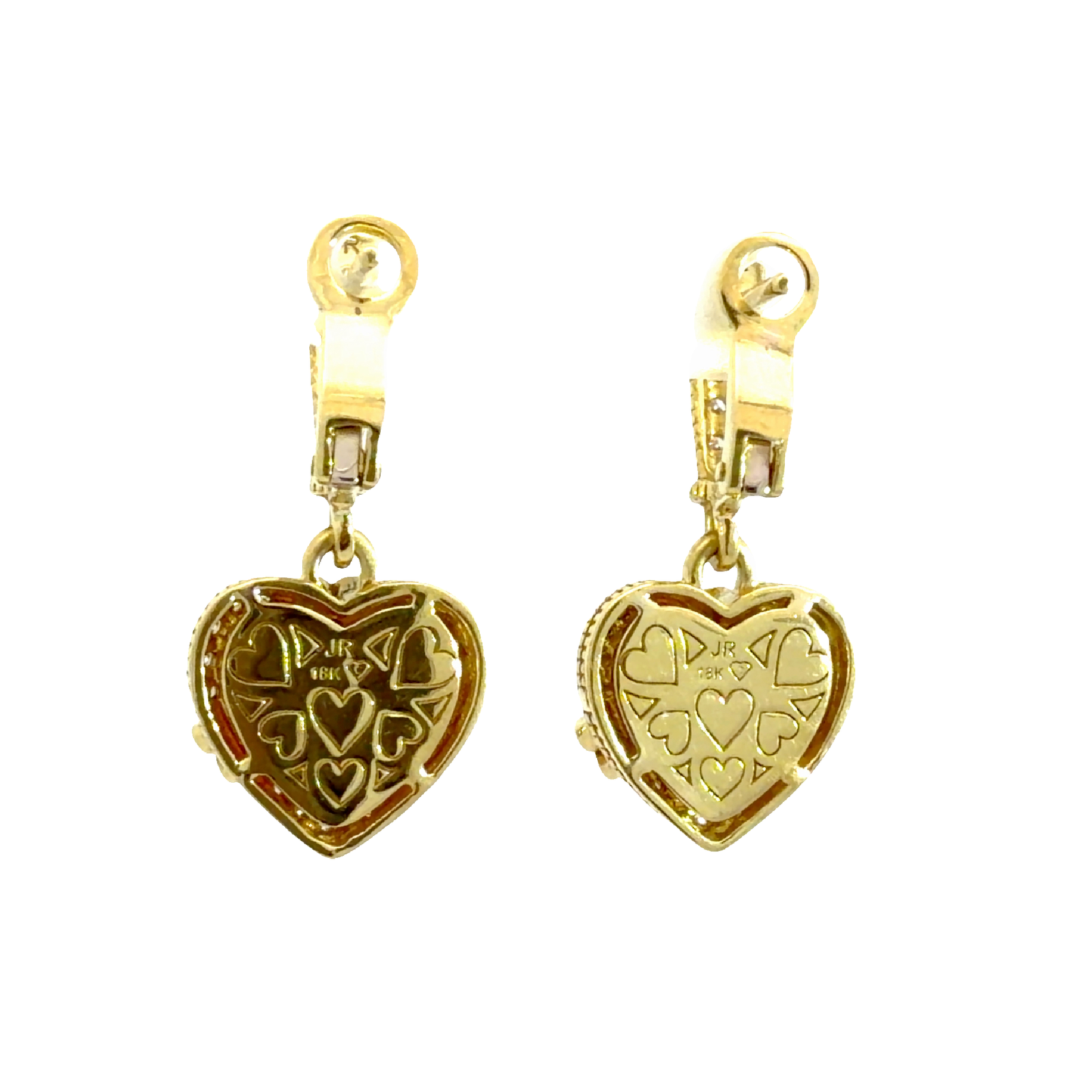 Vintage 18k Yellow Gold 4.24ctw Tourmaline Heart and 0.64ctw Diamond Dangle Earrings