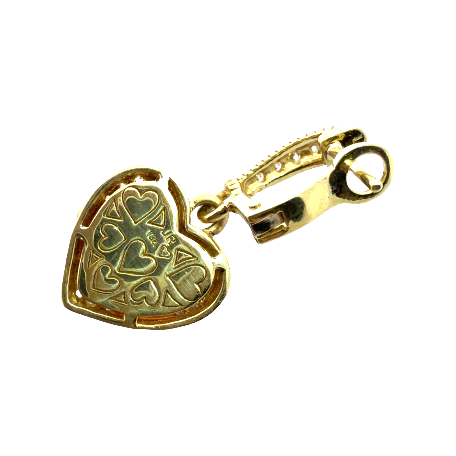 Vintage 18k Yellow Gold 4.24ctw Tourmaline Heart and 0.64ctw Diamond Dangle Earrings