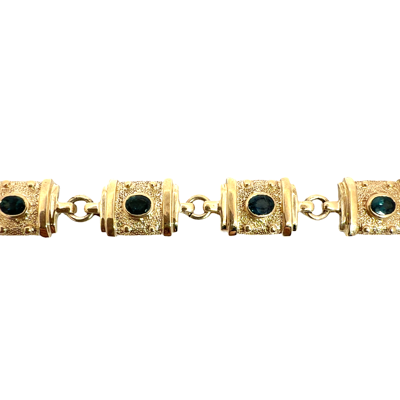 Vintage 14k Yellow Gold 2.10ctw Sapphire Chain Bracelet
