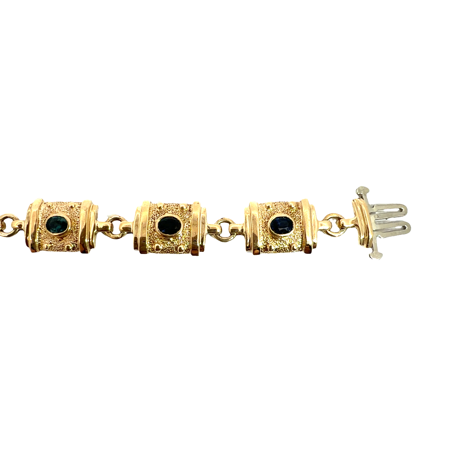 Vintage 14k Yellow Gold 2.10ctw Sapphire Chain Bracelet