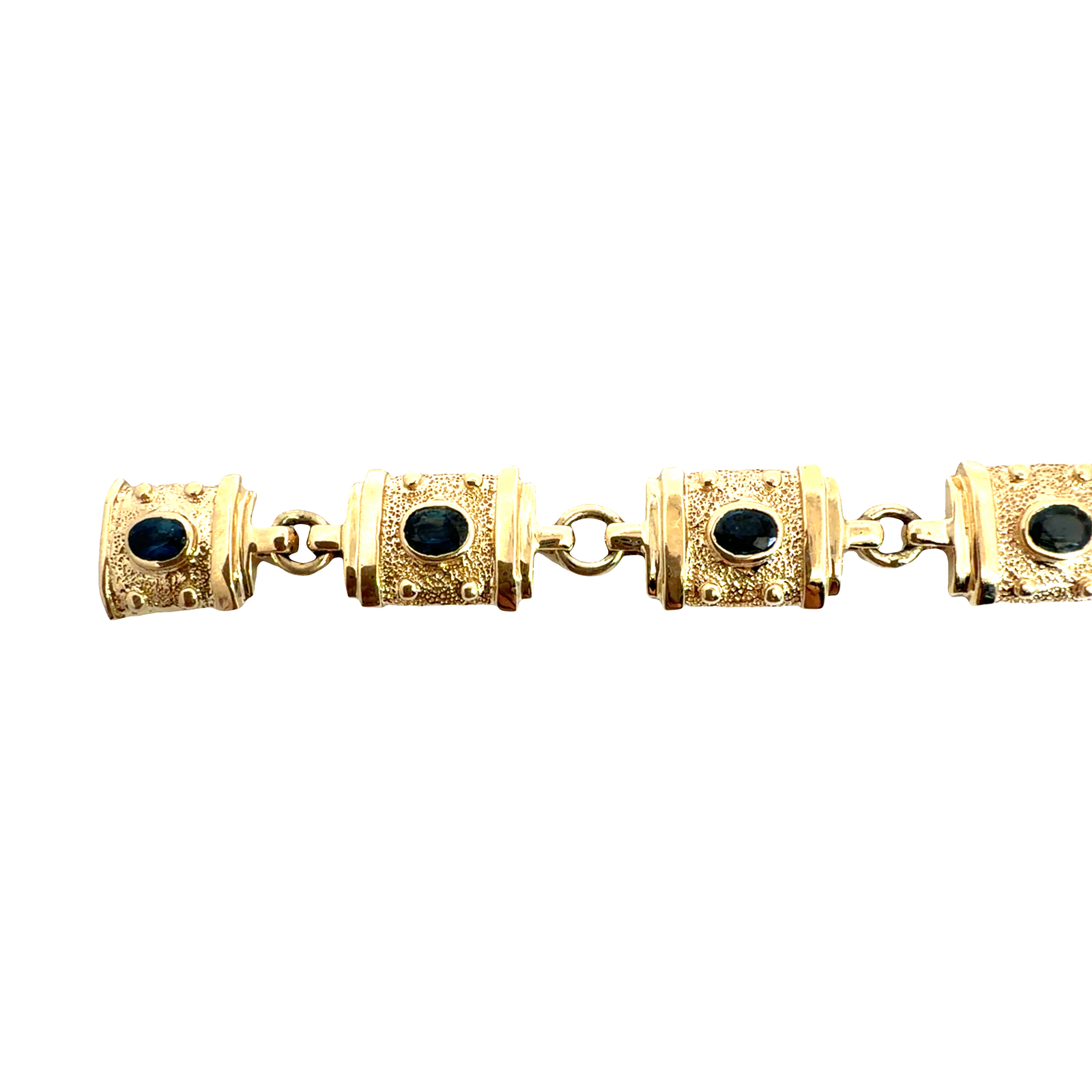 Vintage 14k Yellow Gold 2.10ctw Sapphire Chain Bracelet