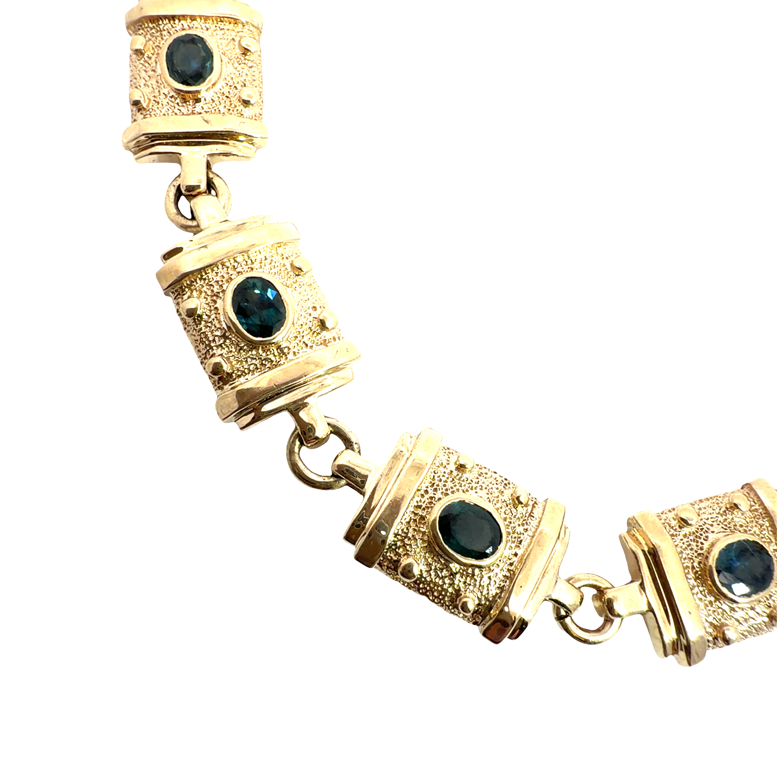 Vintage 14k Yellow Gold 2.10ctw Sapphire Chain Bracelet