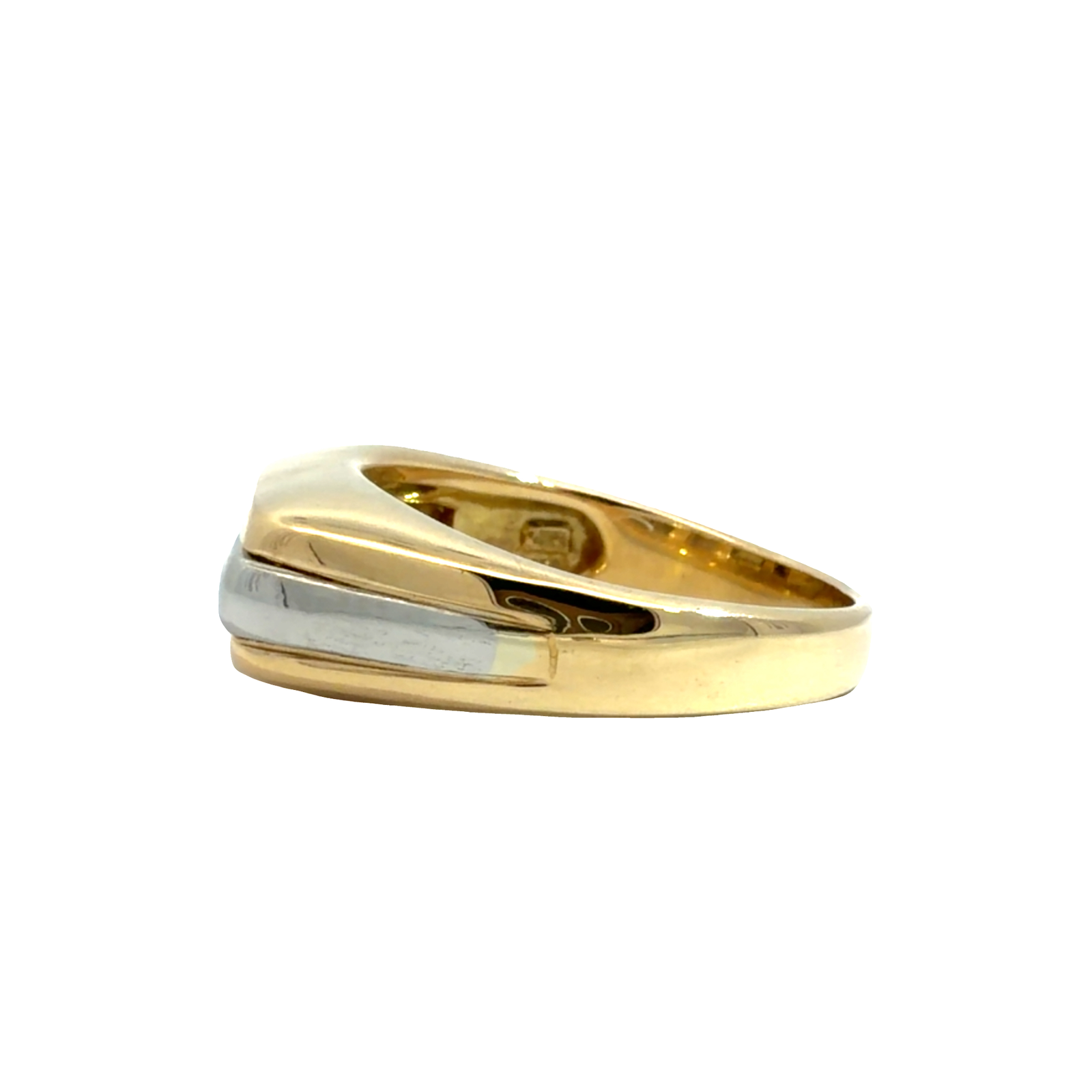 Vintage 18k Yellow Gold and Platinum Grooved Bar Band Ring