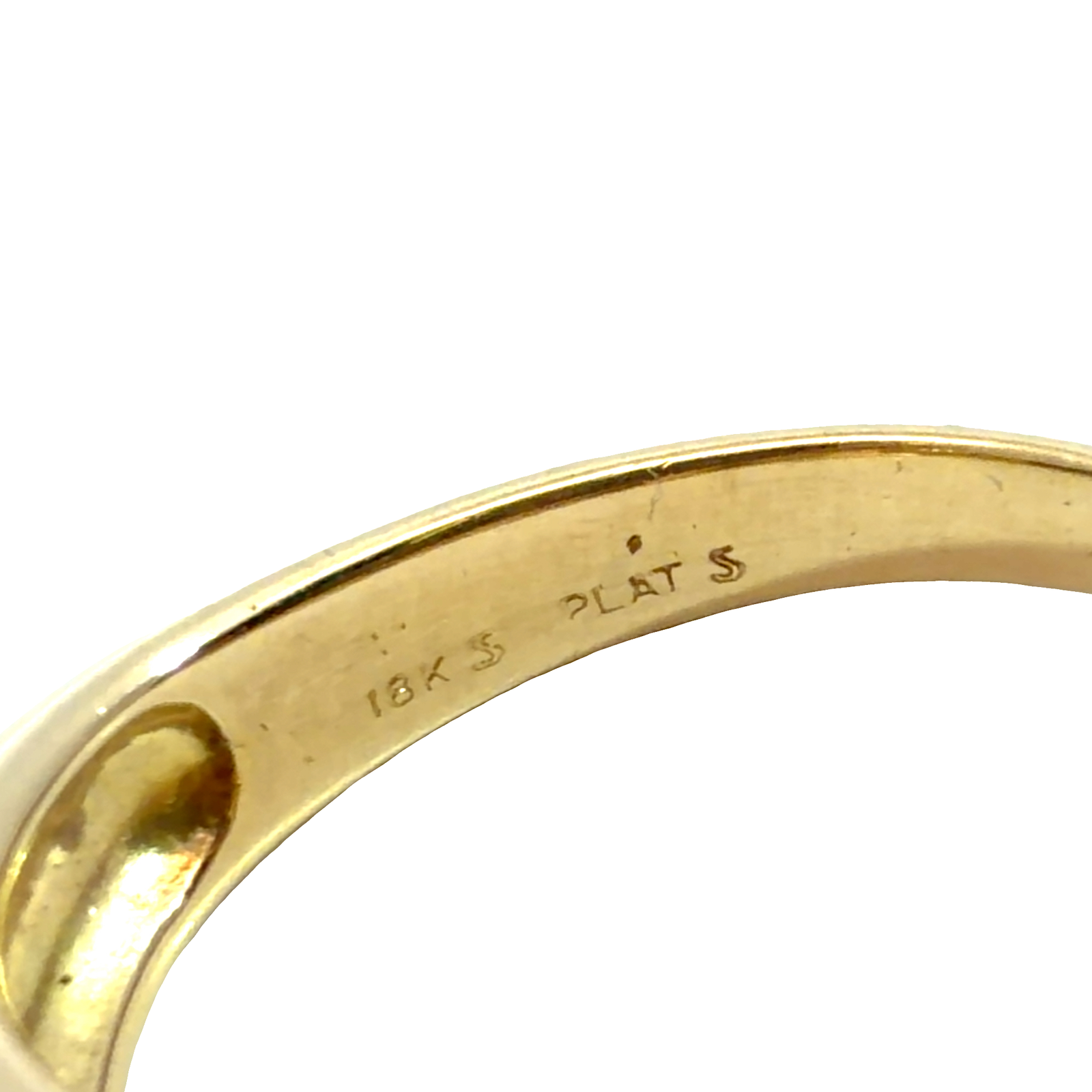 Vintage 18k Yellow Gold and Platinum Grooved Bar Band Ring