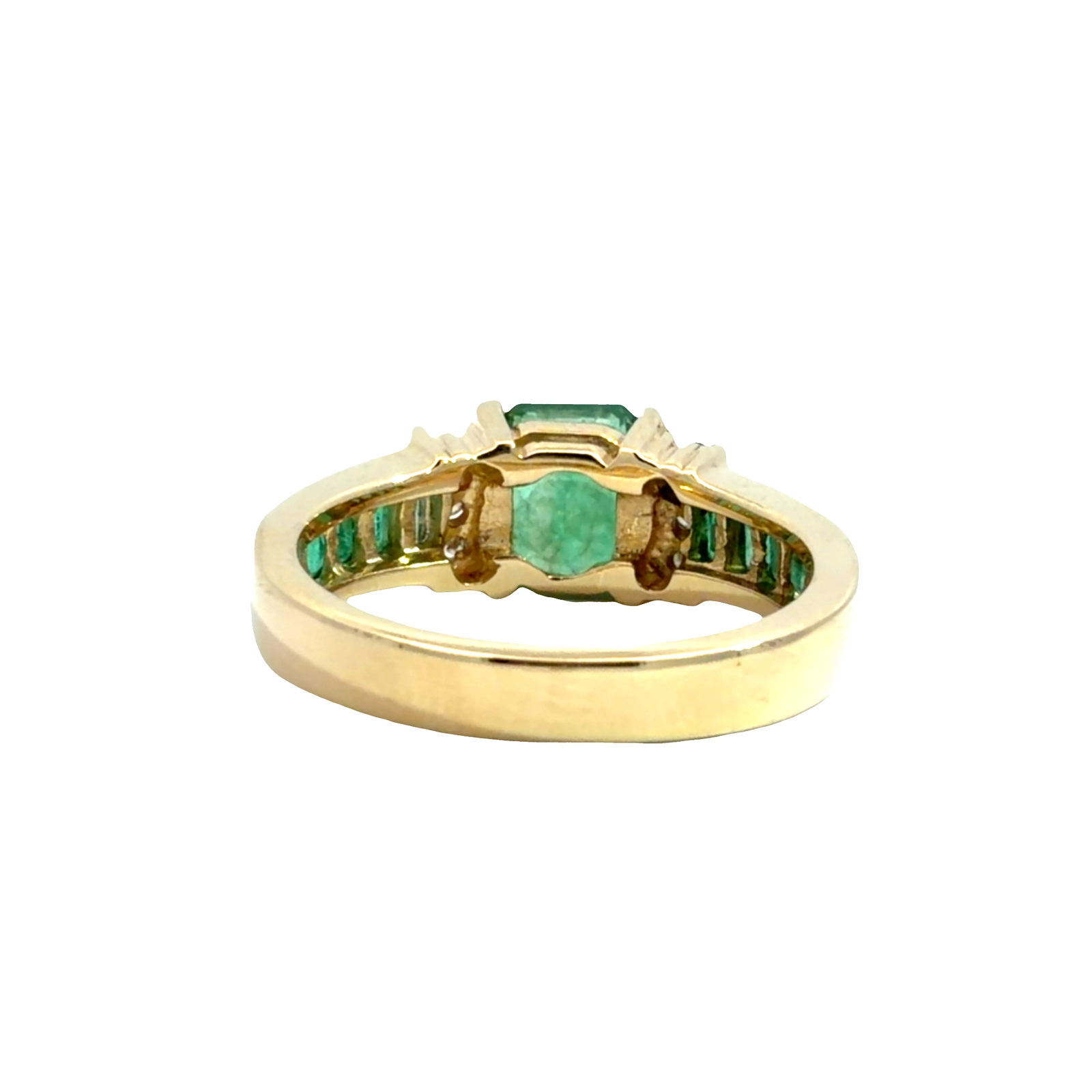 Vintage Effy 14k Yellow Gold Emerald and Diamond Ring