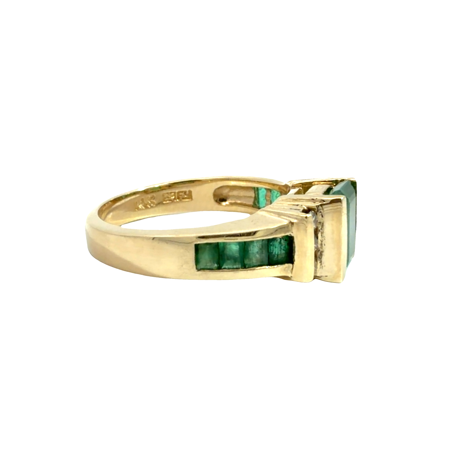 Vintage Effy 14k Yellow Gold Emerald and Diamond Ring