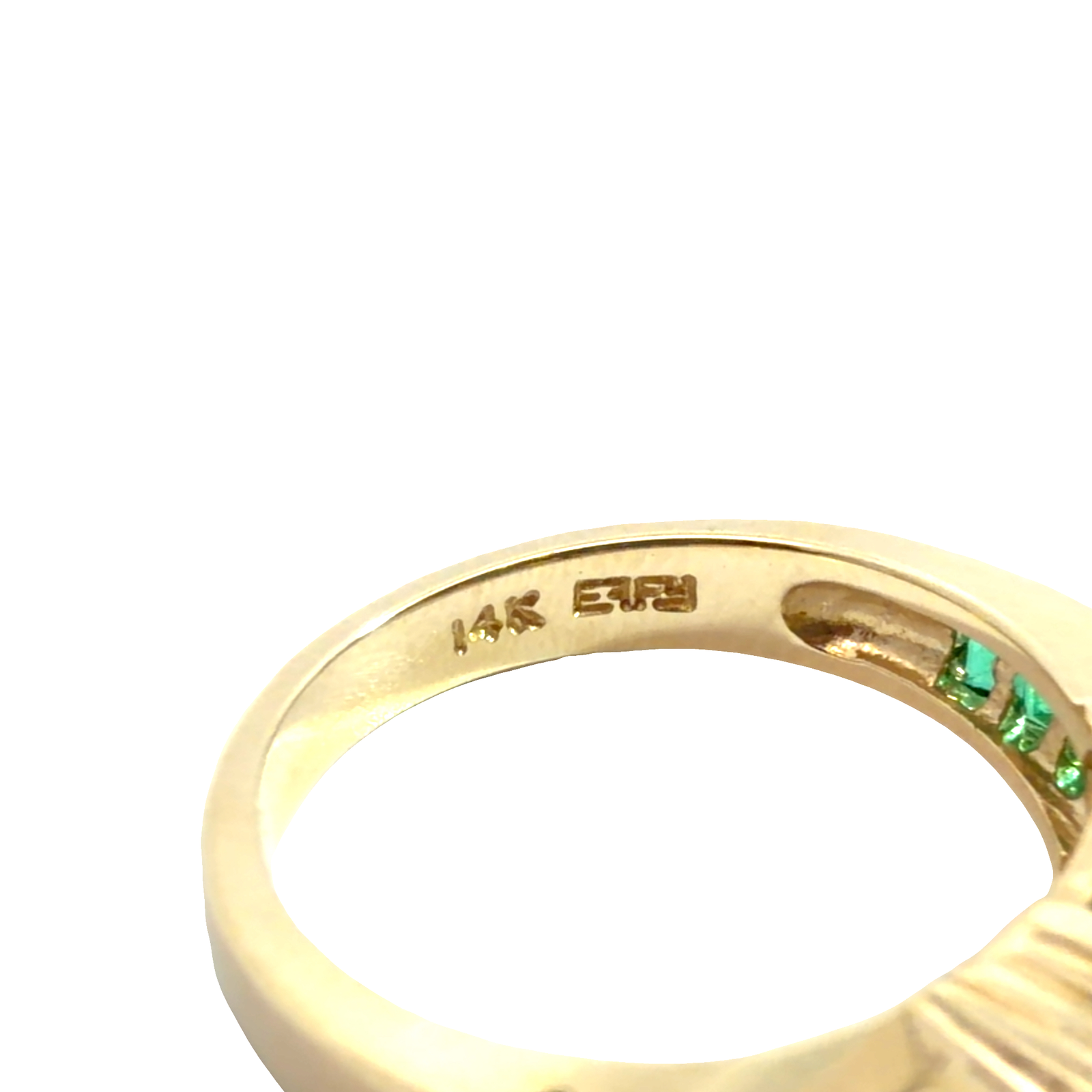 Vintage Effy 14k Yellow Gold Emerald and Diamond Ring
