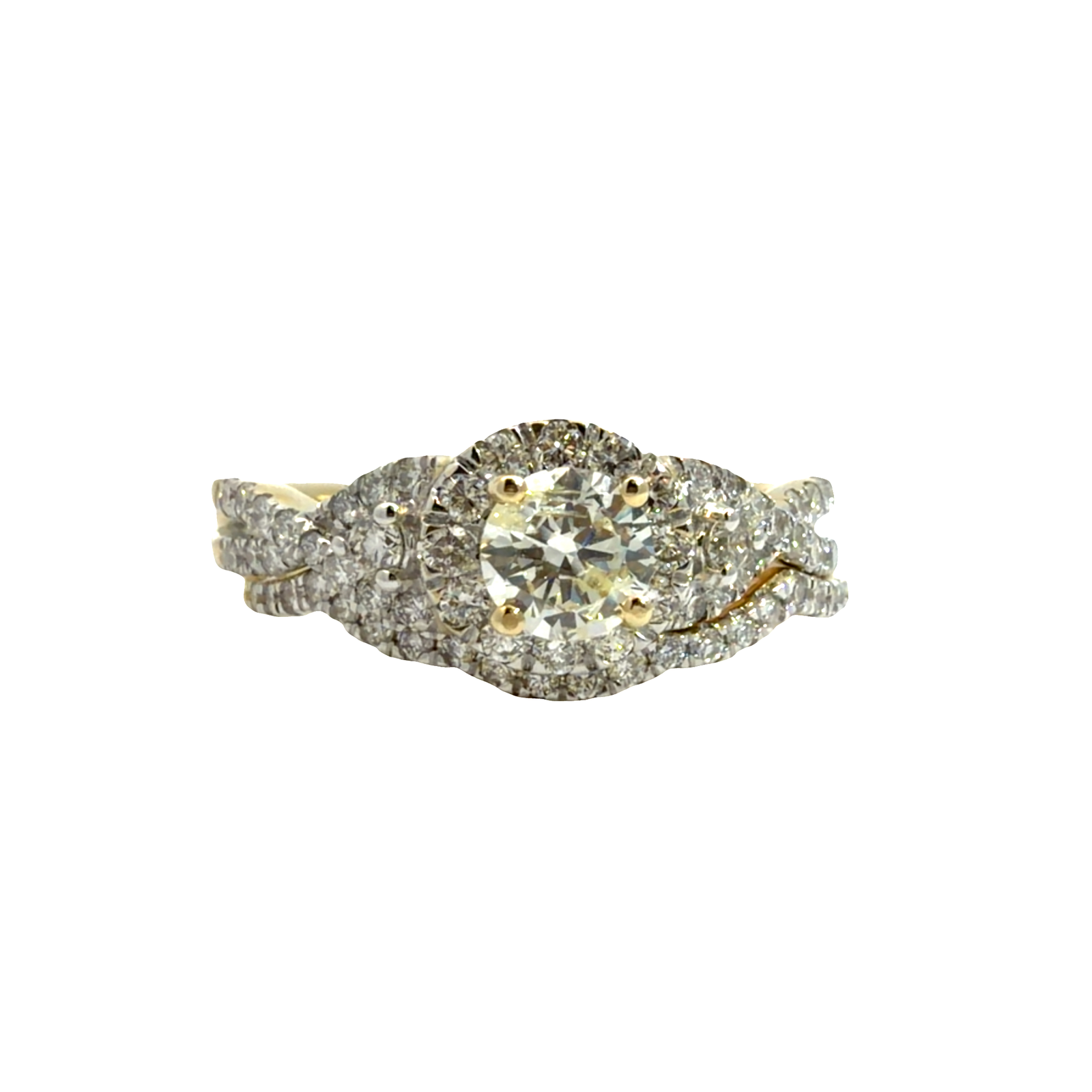 Estate My Trio 14k Yellow Gold 1.13ctw Diamond Engagement Ring Set