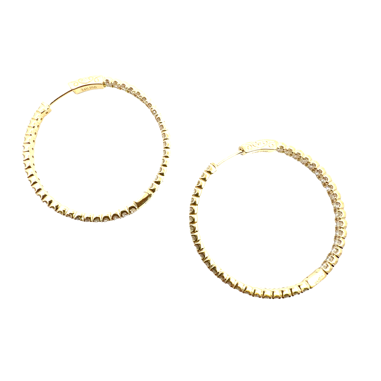 The Jewel Box 14k Yellow Gold 2.72ctw  Inside Out Hoop Earrings