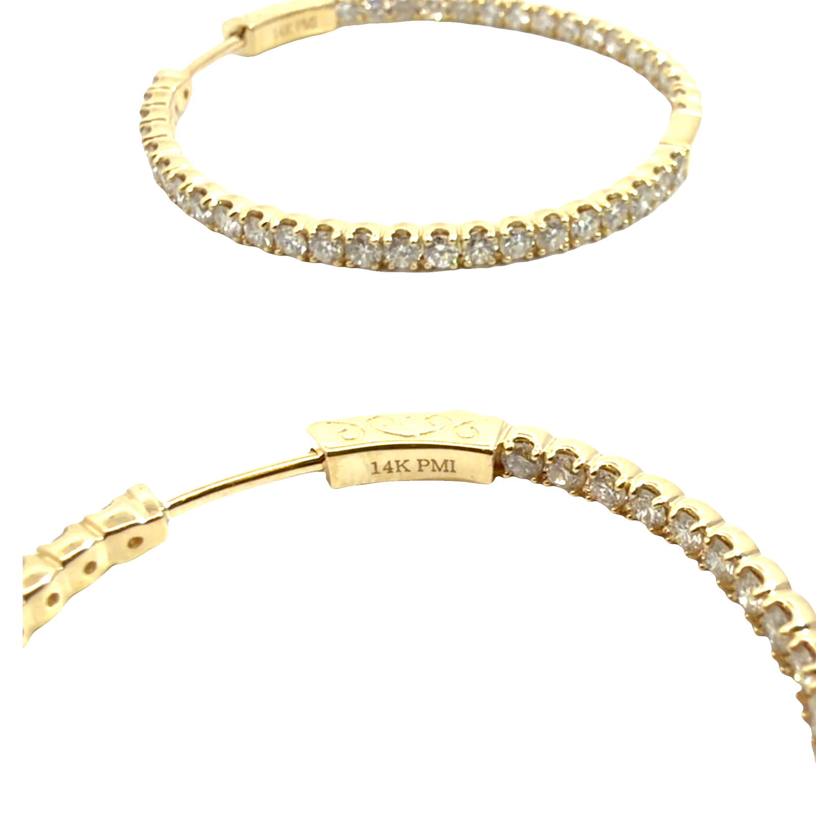 The Jewel Box 14k Yellow Gold 2.72ctw  Inside Out Hoop Earrings