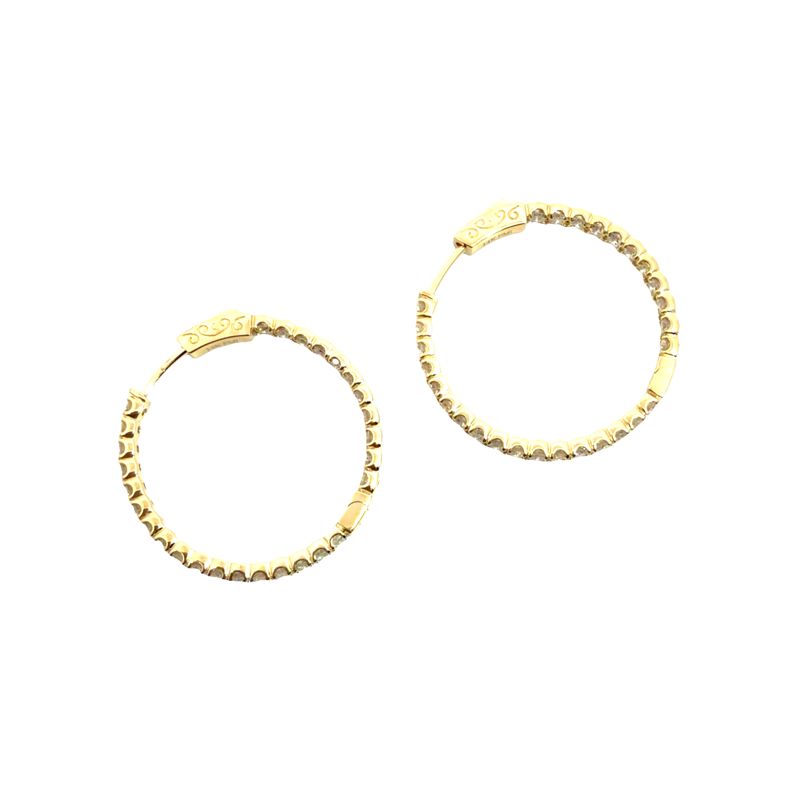 The Jewel Box 14k Yellow Gold 2.35ctw Inside Out Hoop Earrings