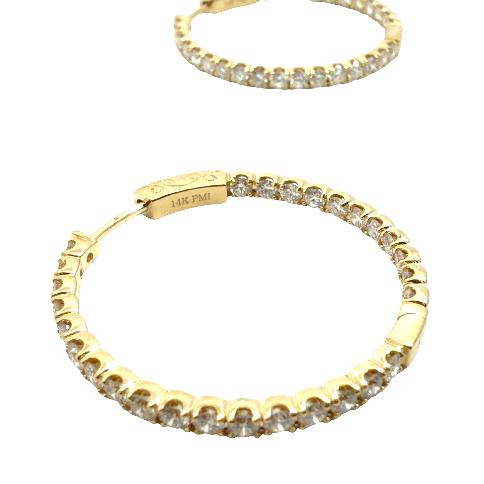 The Jewel Box 14k Yellow Gold 2.35ctw Inside Out Hoop Earrings