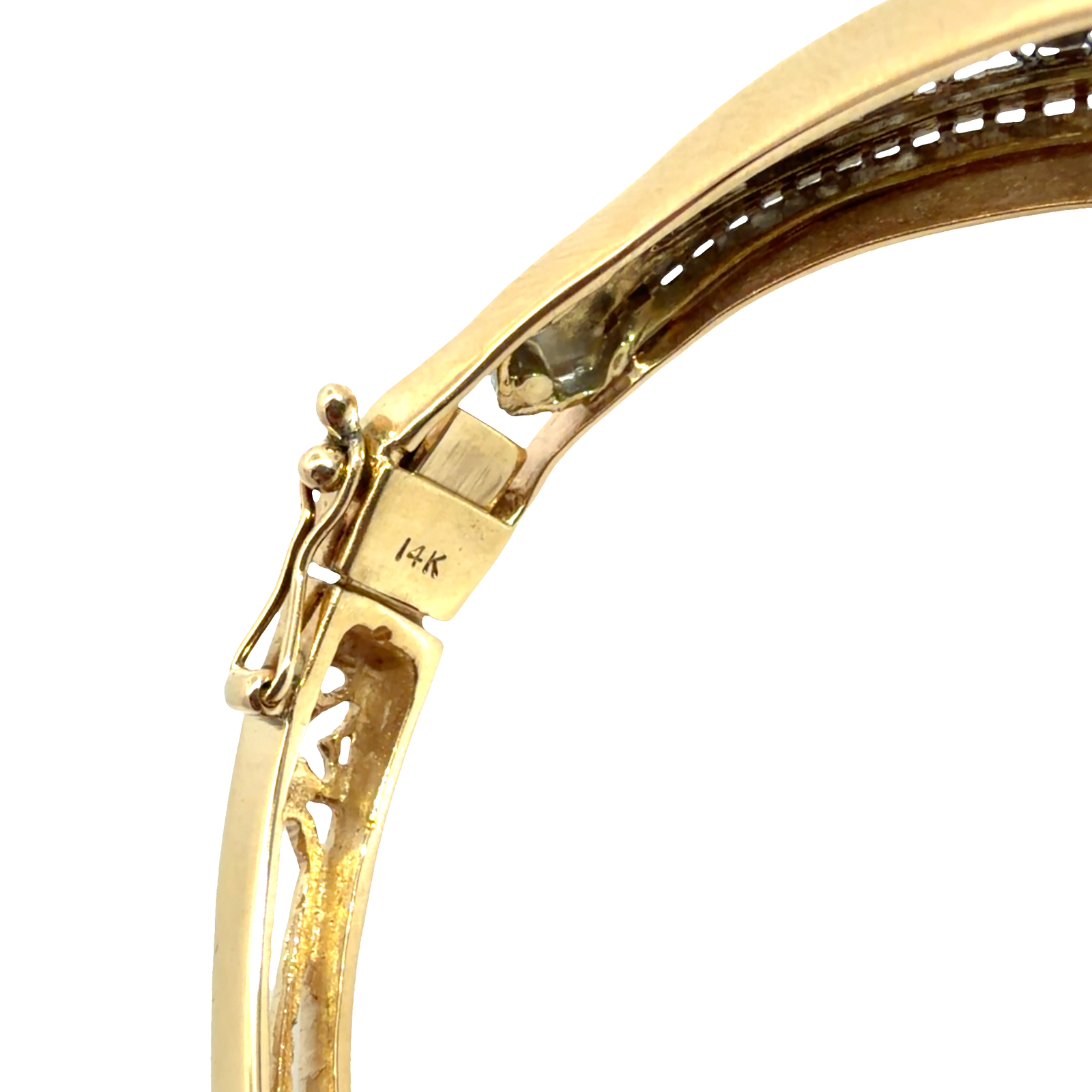 Antique 14k Multi-Tone Gold Filigree 0.26ctw Diamond Bangle