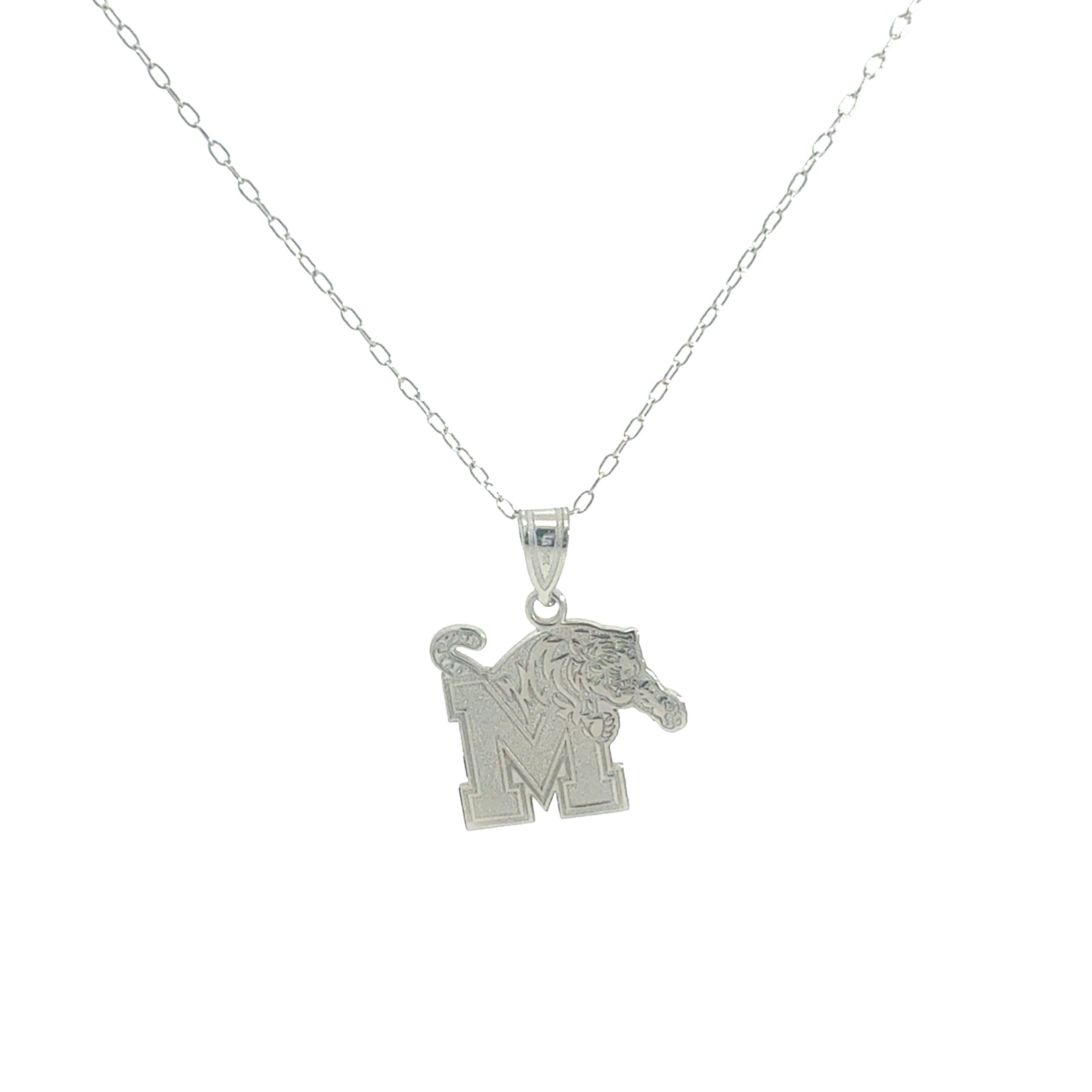 Memphis Tigers 14k White Gold Crest Necklace (Medium)