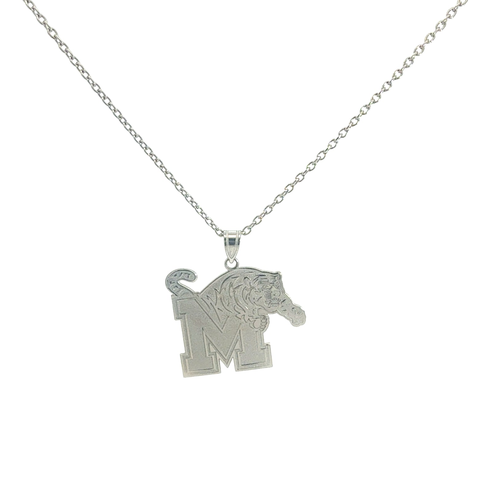 Memphis Tigers 14k White Gold Crest Necklace (Extra Large)
