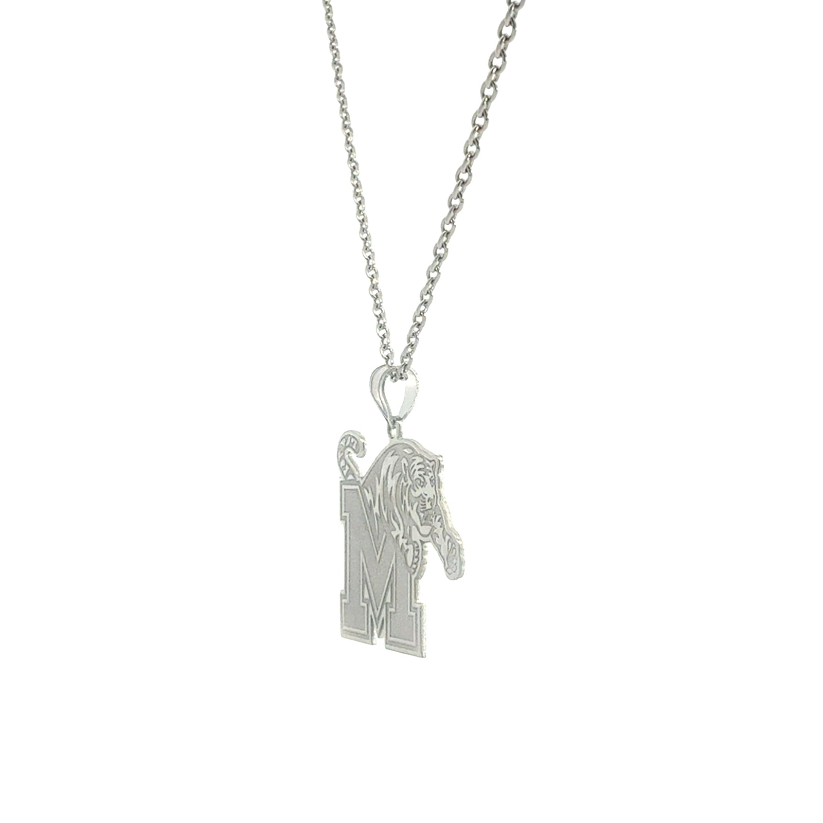Memphis Tigers 14k White Gold Crest Necklace (Extra Large)