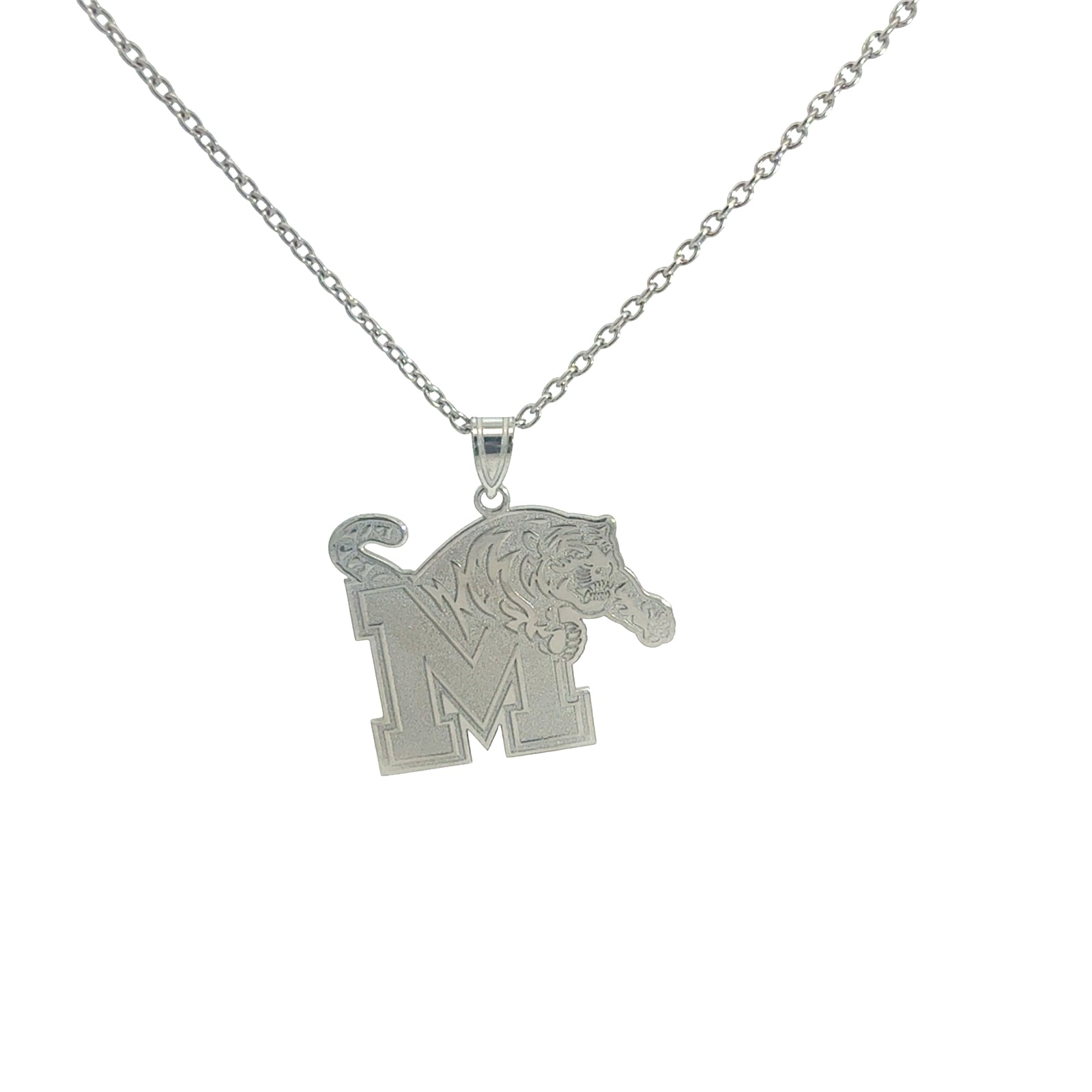 Memphis Tigers 14k White Gold Crest Necklace (Extra Large)