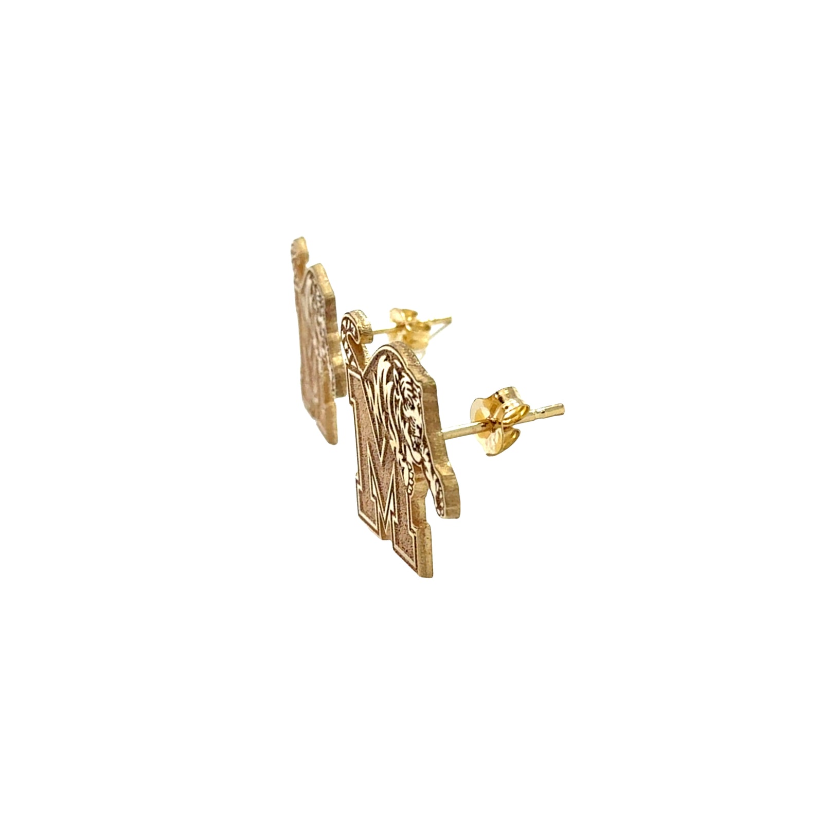 Memphis Tigers 14k Yellow Gold Crest Stud Earrings