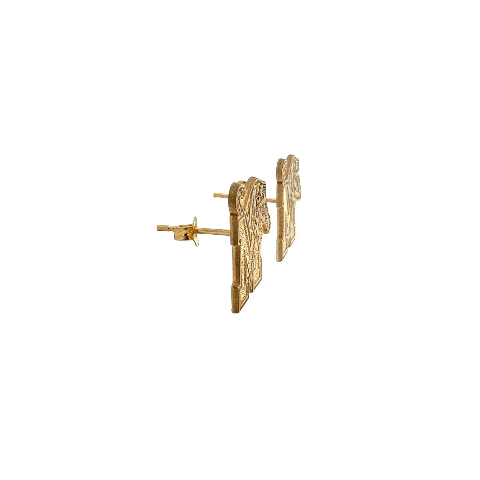 Memphis Tigers 14k Yellow Gold Crest Stud Earrings