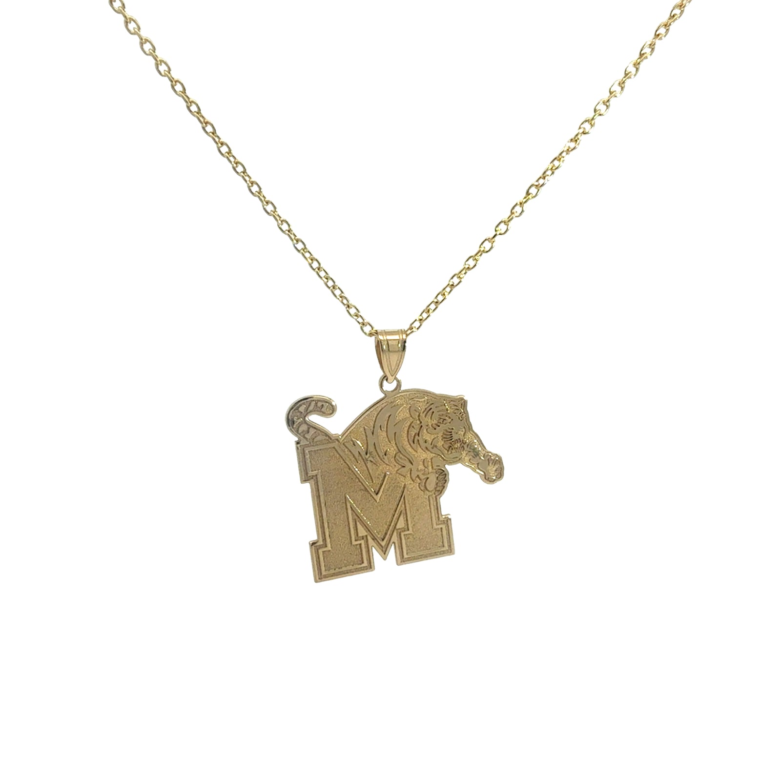 Memphis Tigers 14k Yellow Gold Crest Necklace (Extra Large)